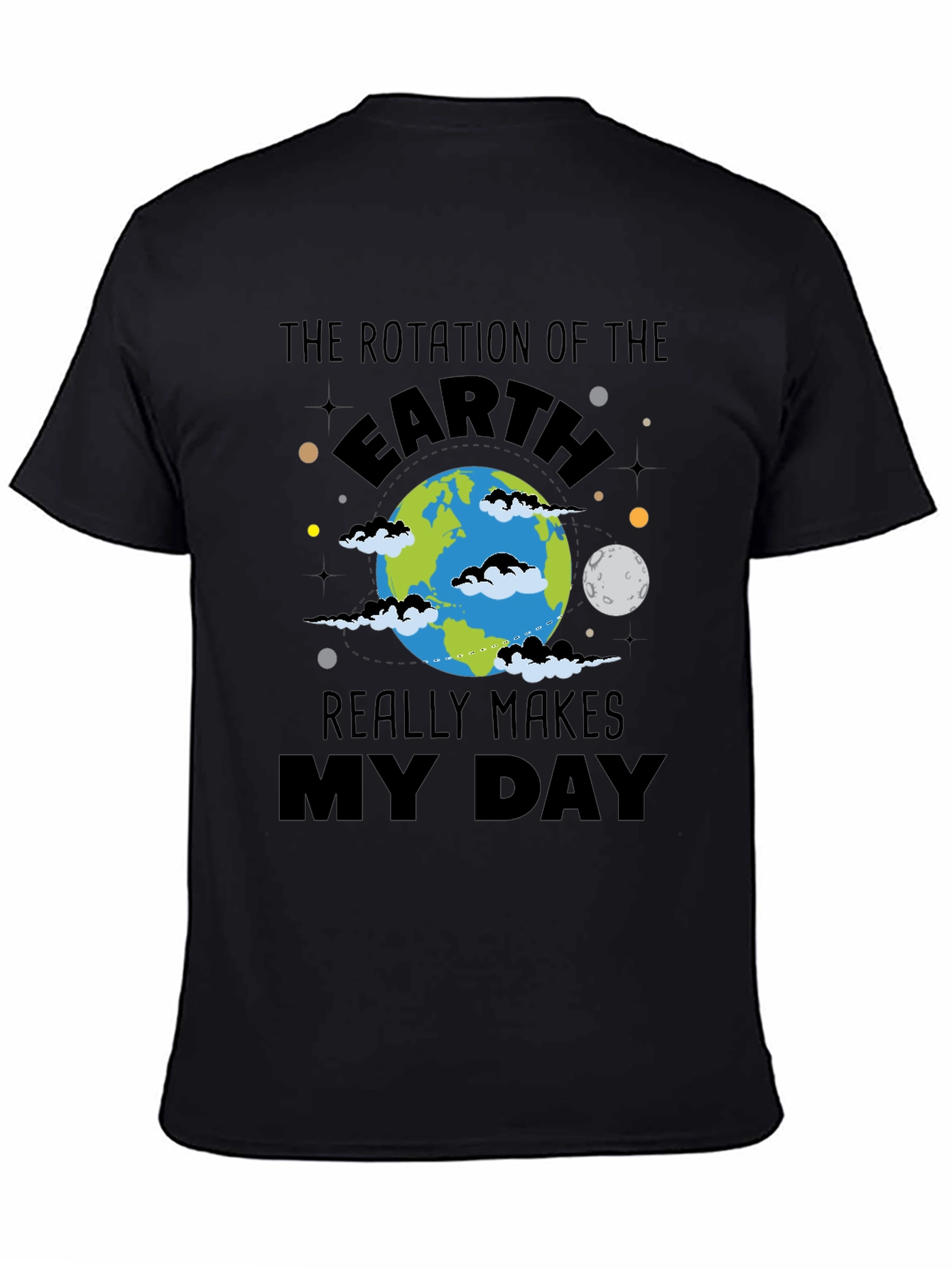 Earth Rotation Graphic Black T-Shirt