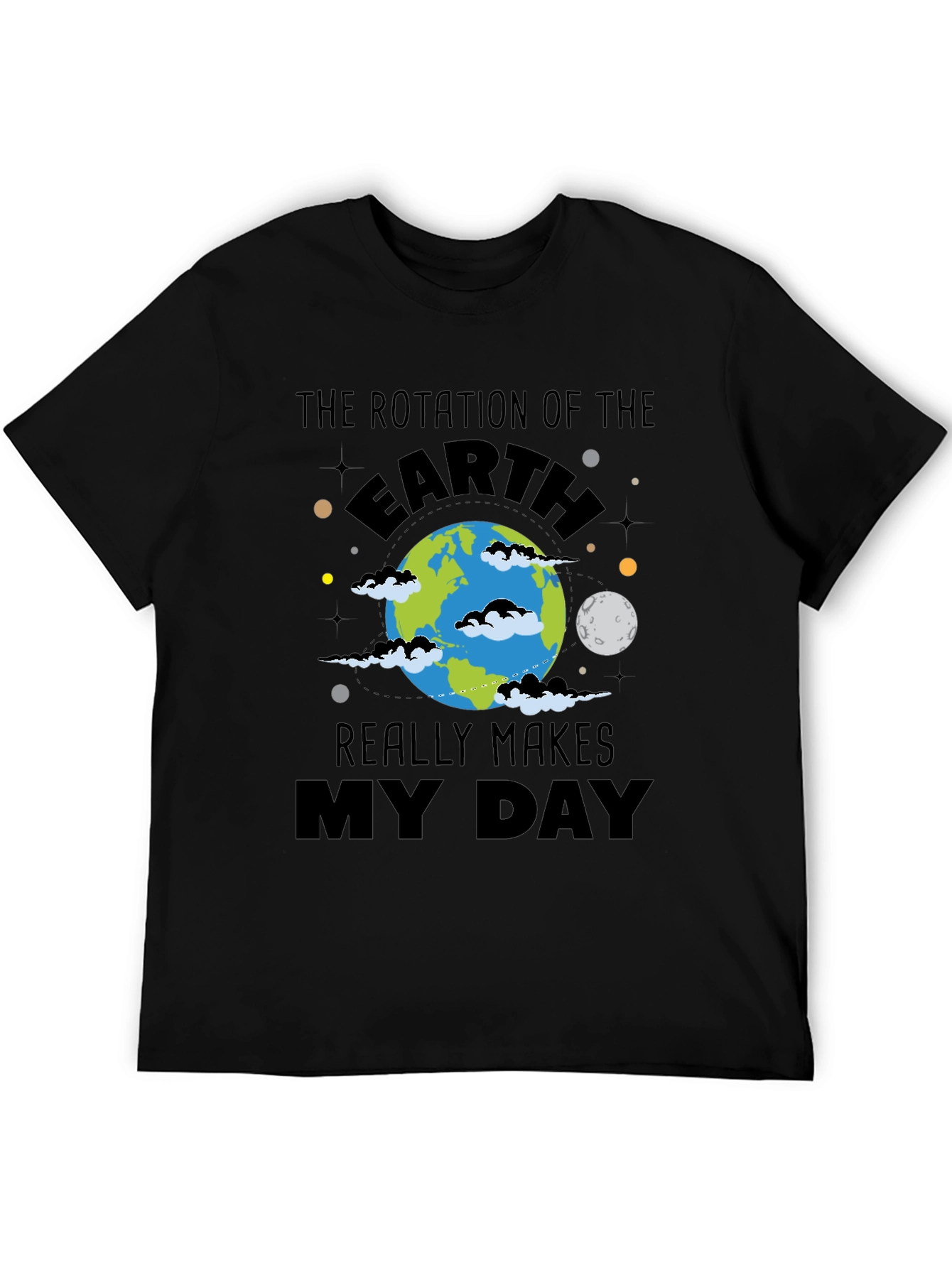 Earth Rotation Graphic Black T-Shirt