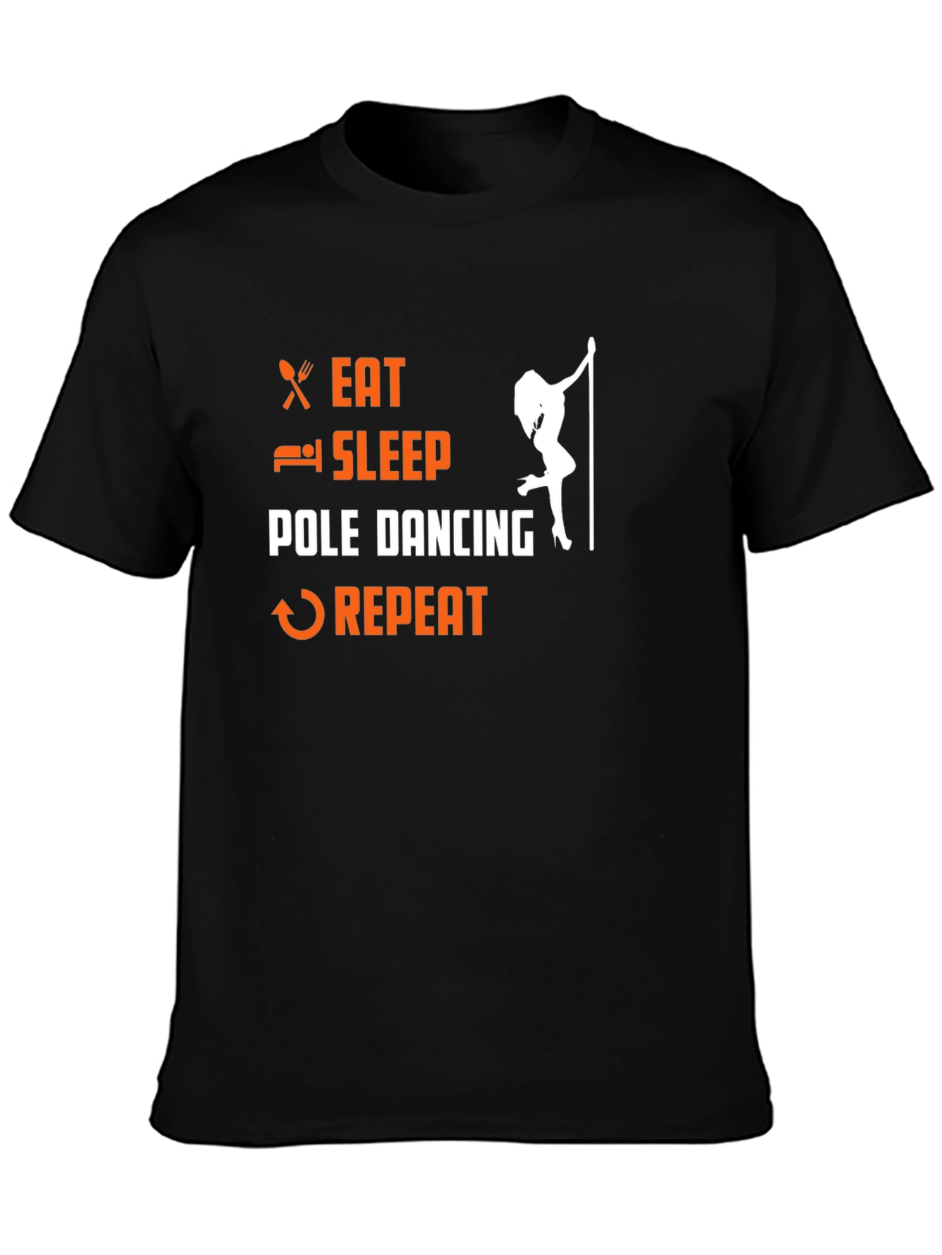 Eat Sleep Pole Dance Repeat Black T-Shirt