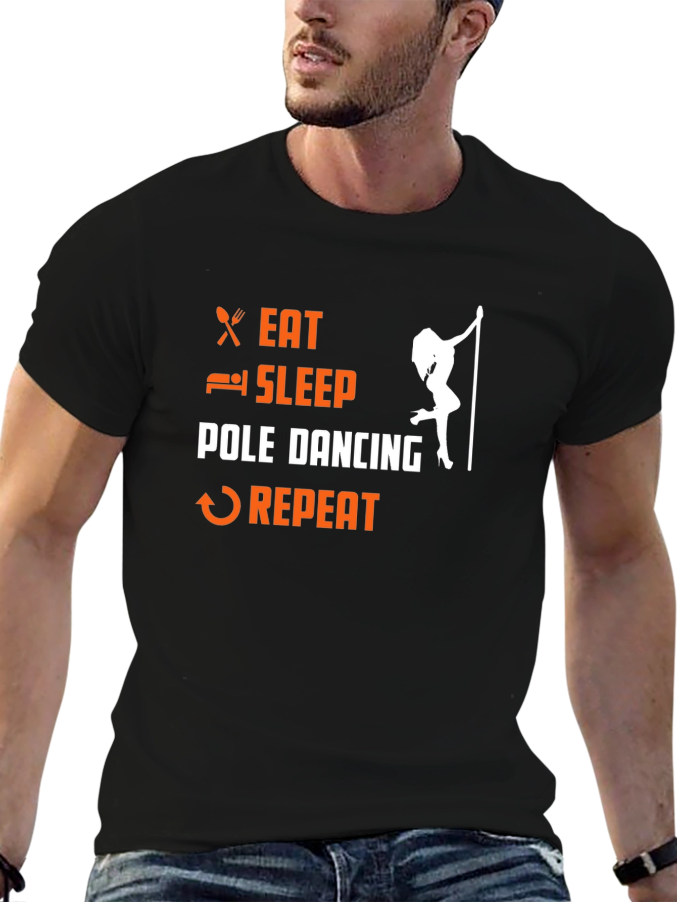 Eat Sleep Pole Dance Repeat Black T-Shirt
