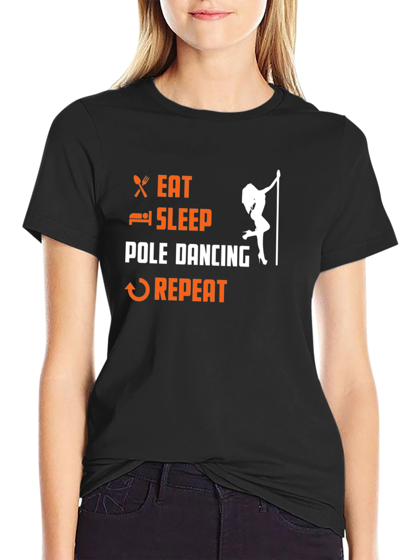 Eat Sleep Pole Dance Repeat Black T-Shirt