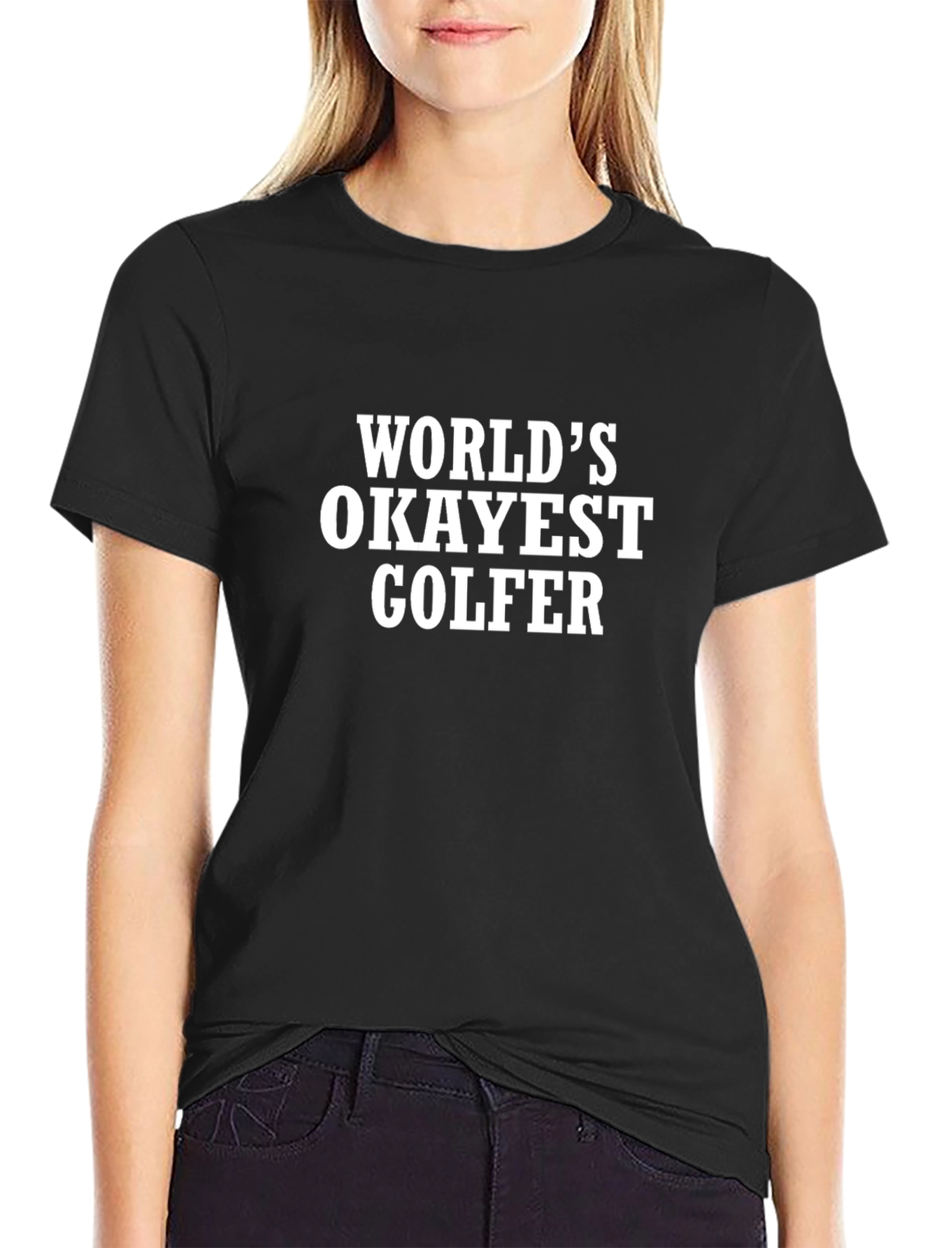 Worlds Okayest Golfer Black T-Shirt