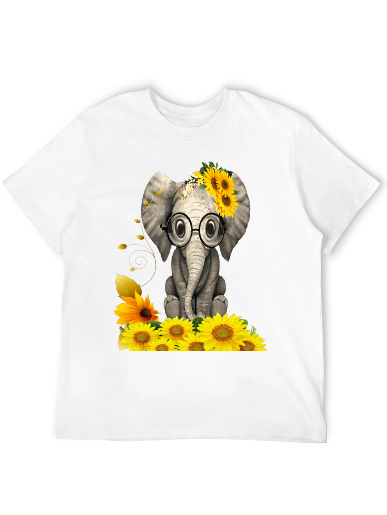 Elephant with Sunflowers Graphic Tee