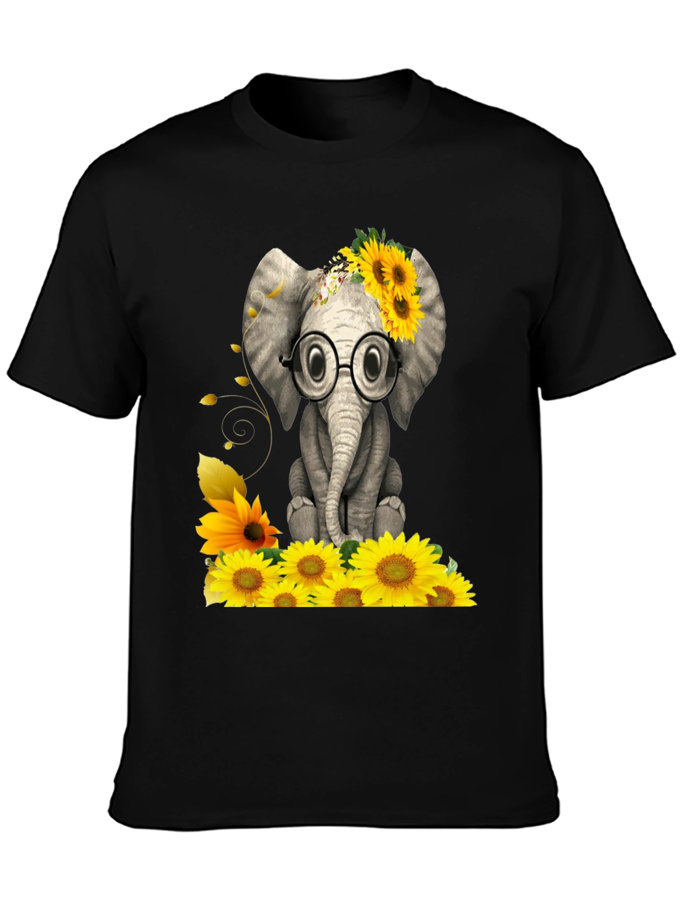 Elephant with Sunflowers Graphic Tee