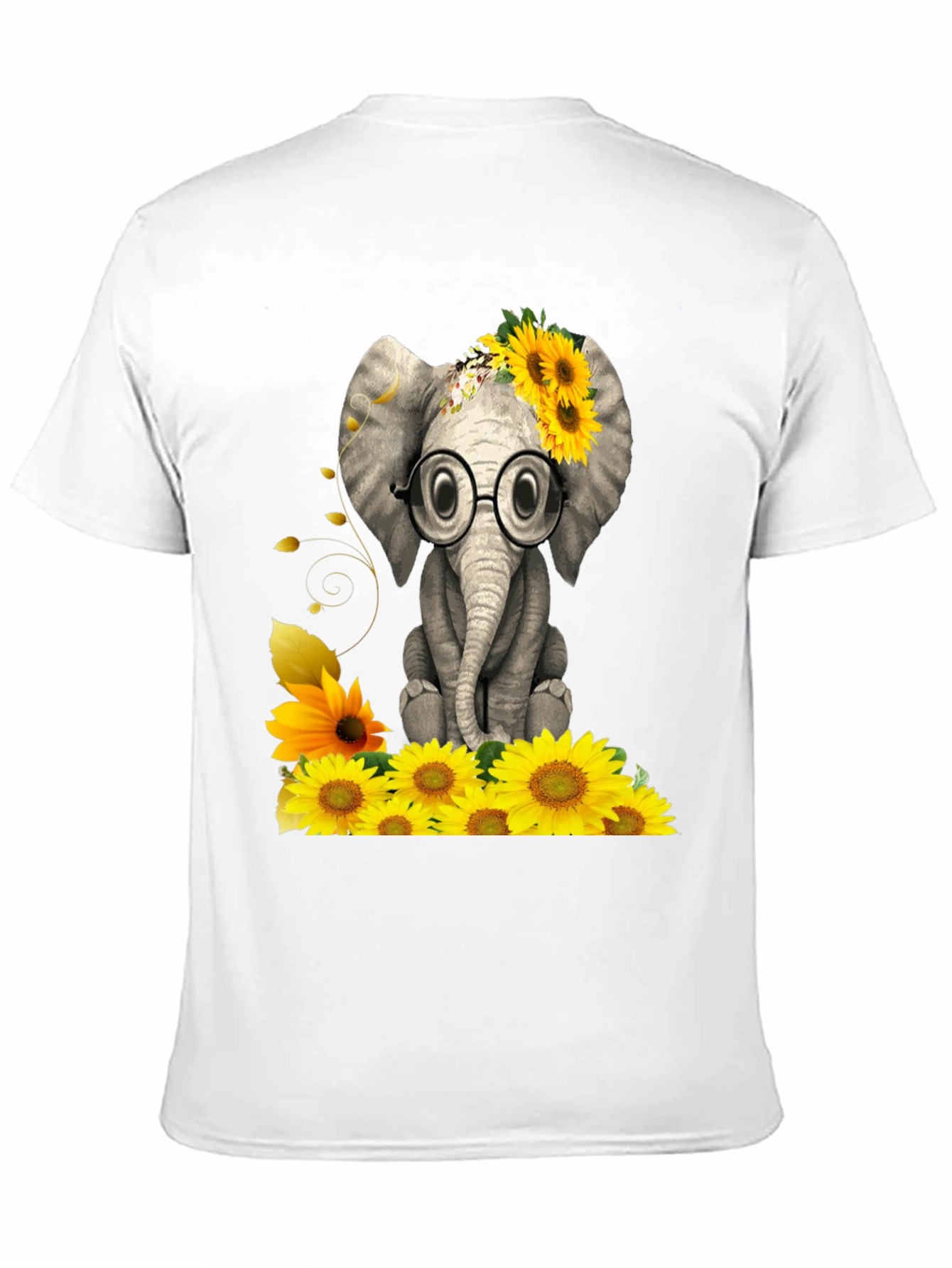 Elephant with Sunflowers Graphic Tee