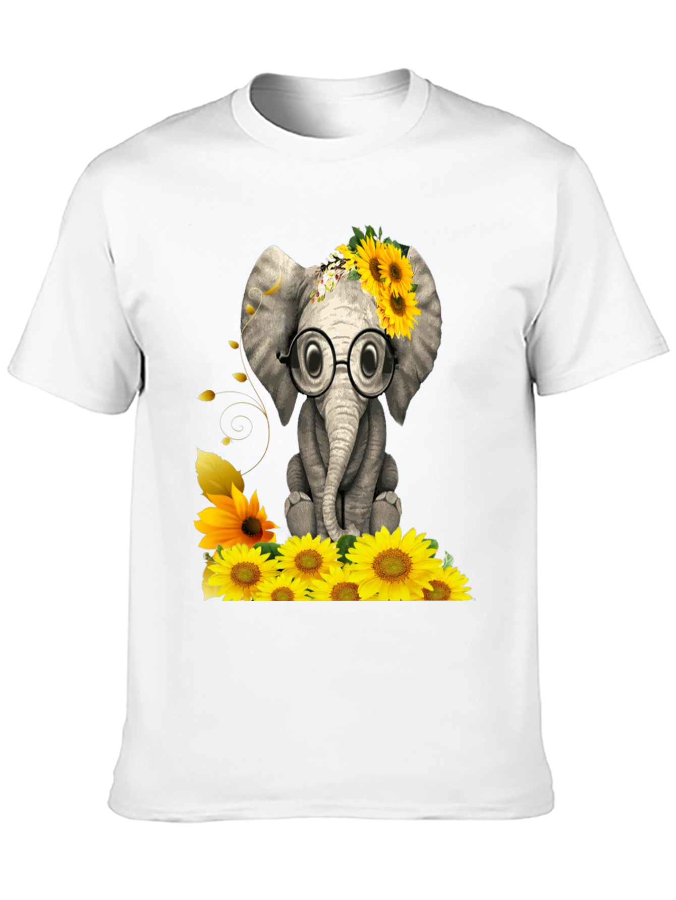 Elephant with Sunflowers Graphic Tee