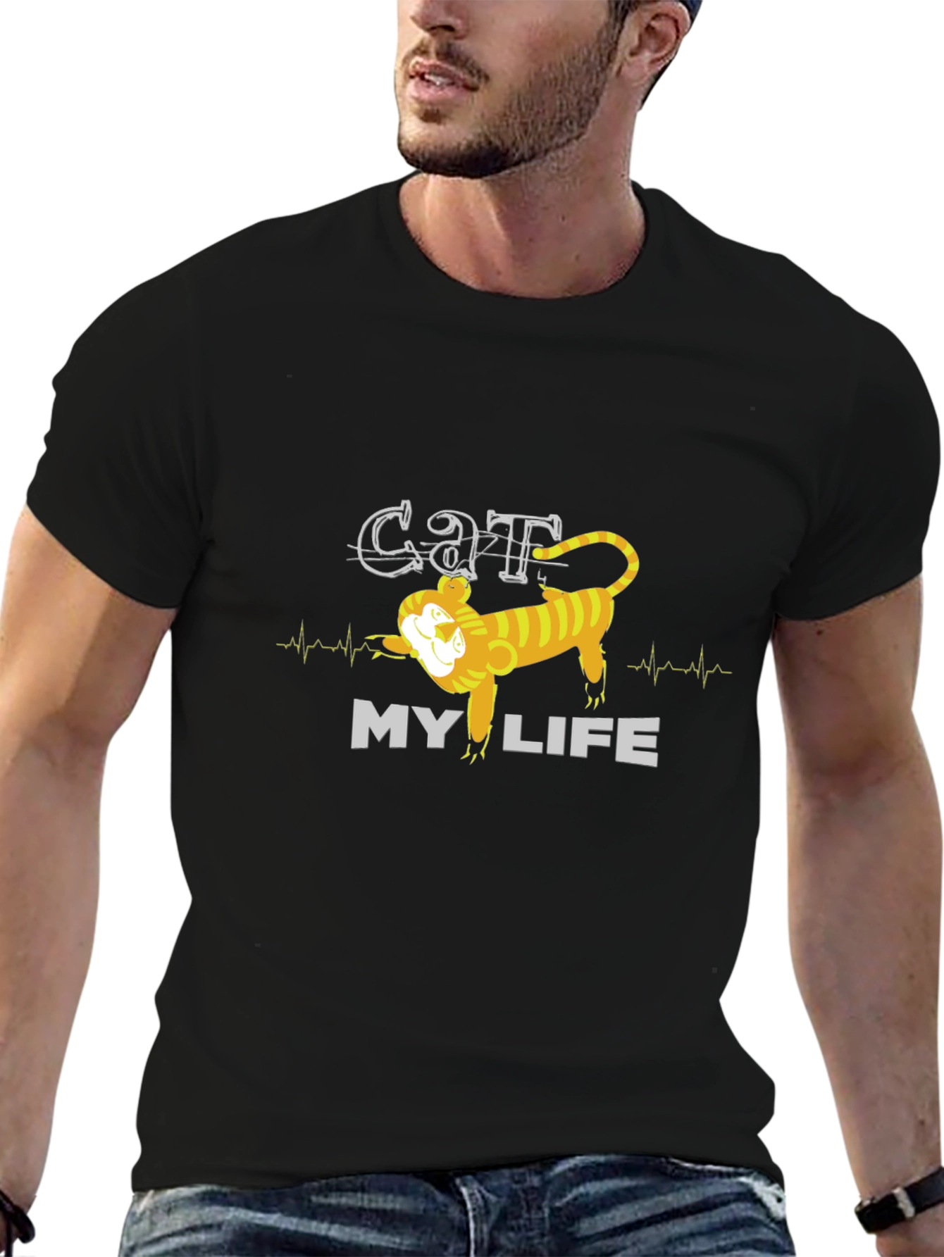 Cat My Life Graphic Tee - Mens Black T-Shirt