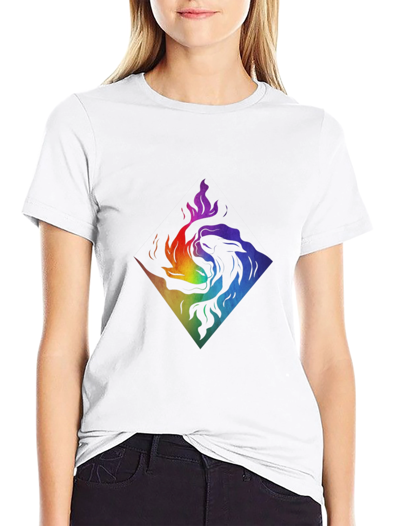 Rainbow Lion Fire Graphic T-Shirt