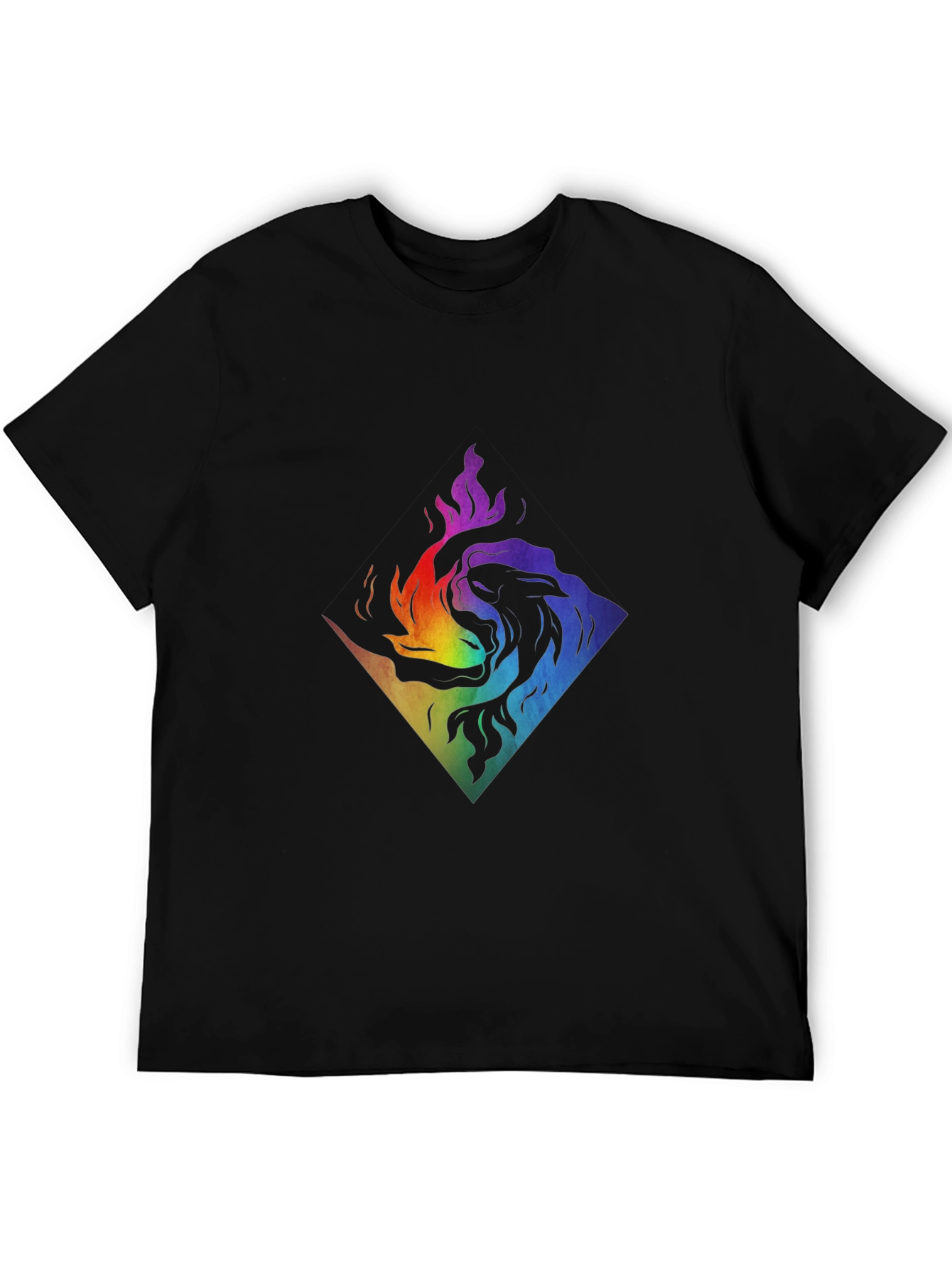 Rainbow Lion Fire Graphic T-Shirt