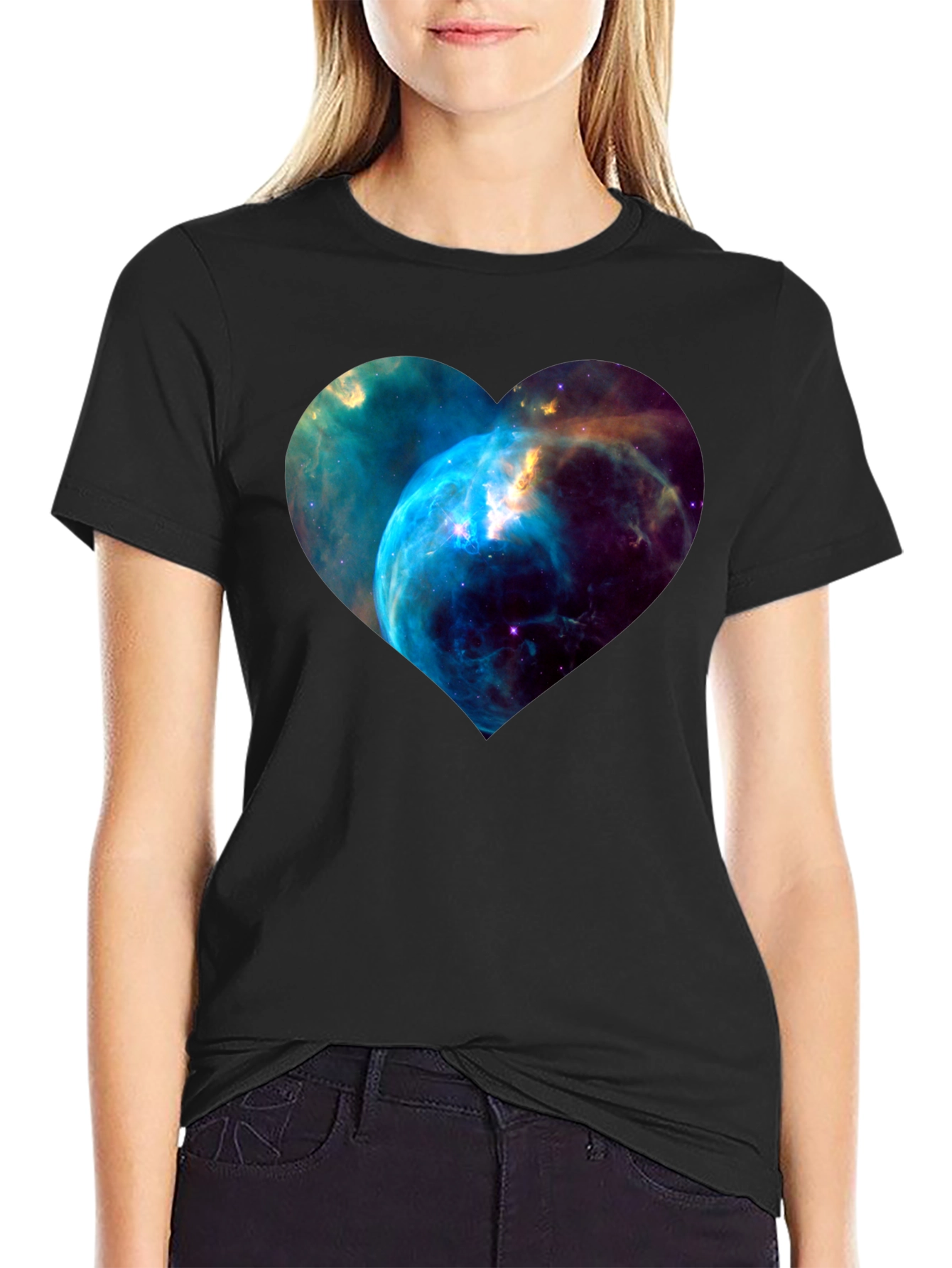 Nebula Heart Graphic Black T-Shirt