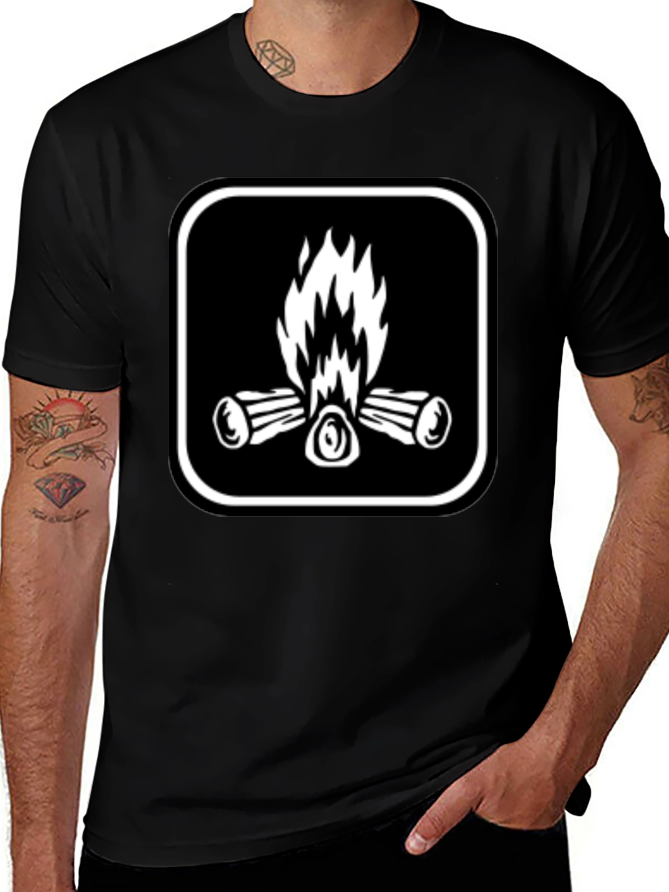 Campfire Graphic Tee - Black Cotton Comfort