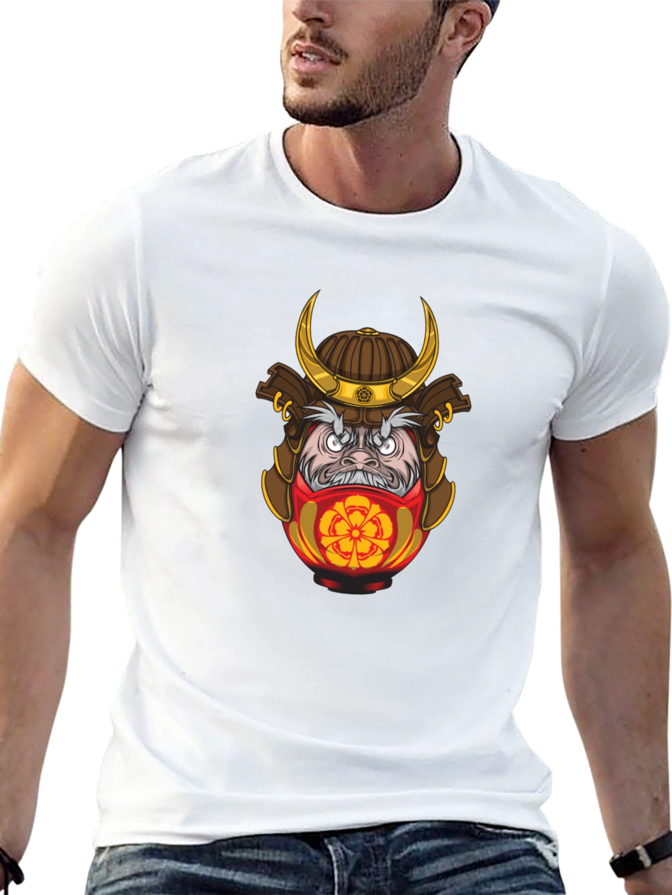 Samurai Daruma Graphic Tee - Cool Casual Style