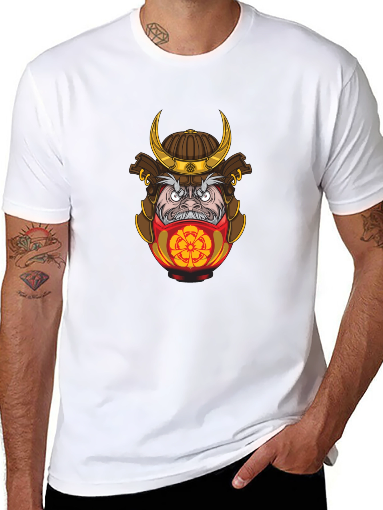 Samurai Daruma Graphic Tee - Cool Casual Style