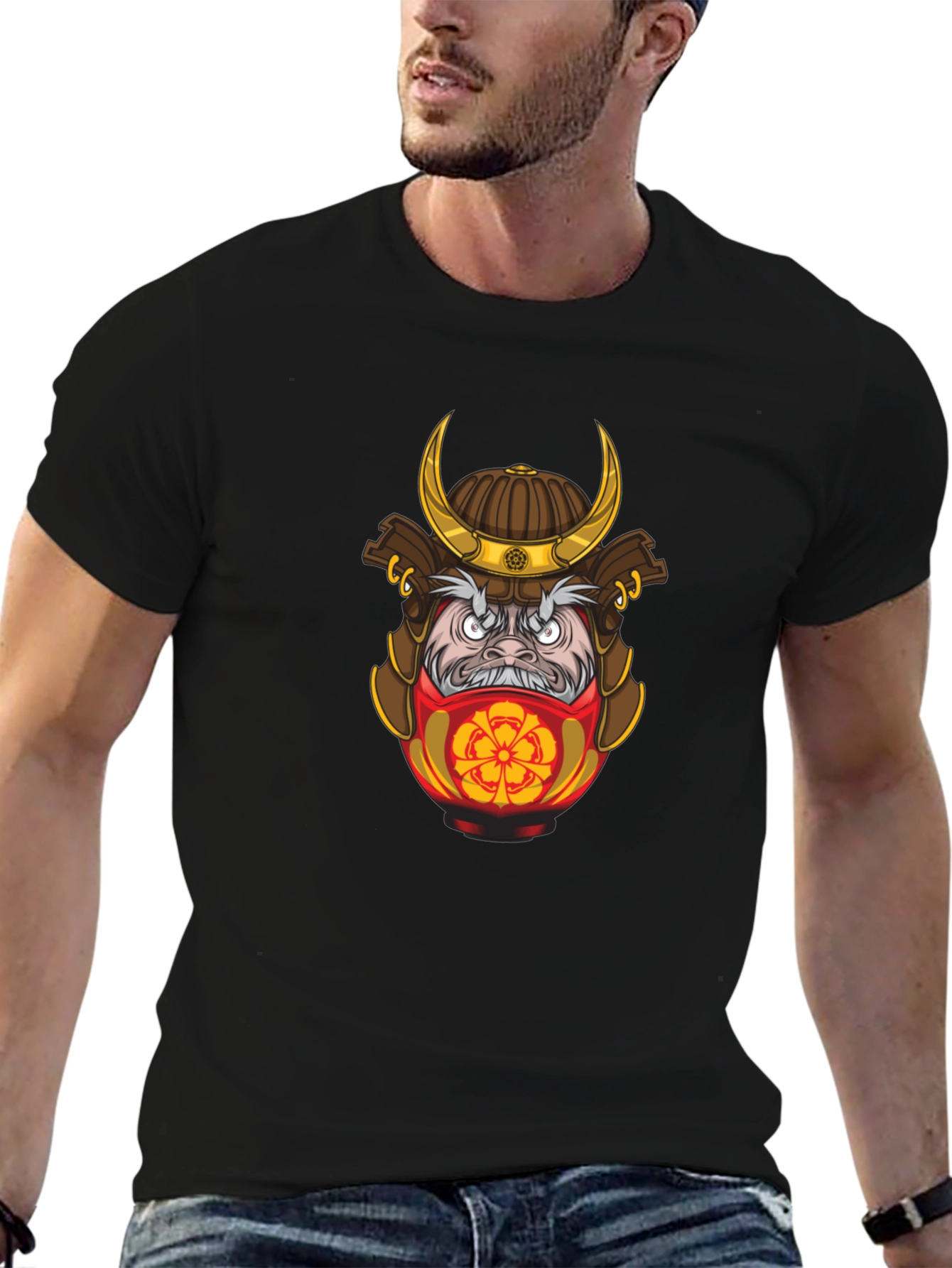 Samurai Daruma Graphic Tee - Cool Casual Style