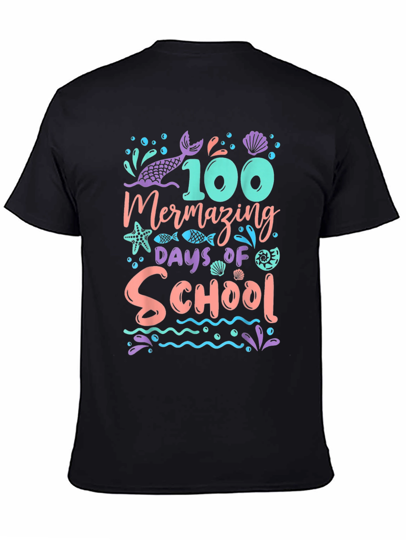 100 Days of School Mermazing Black T-Shirt