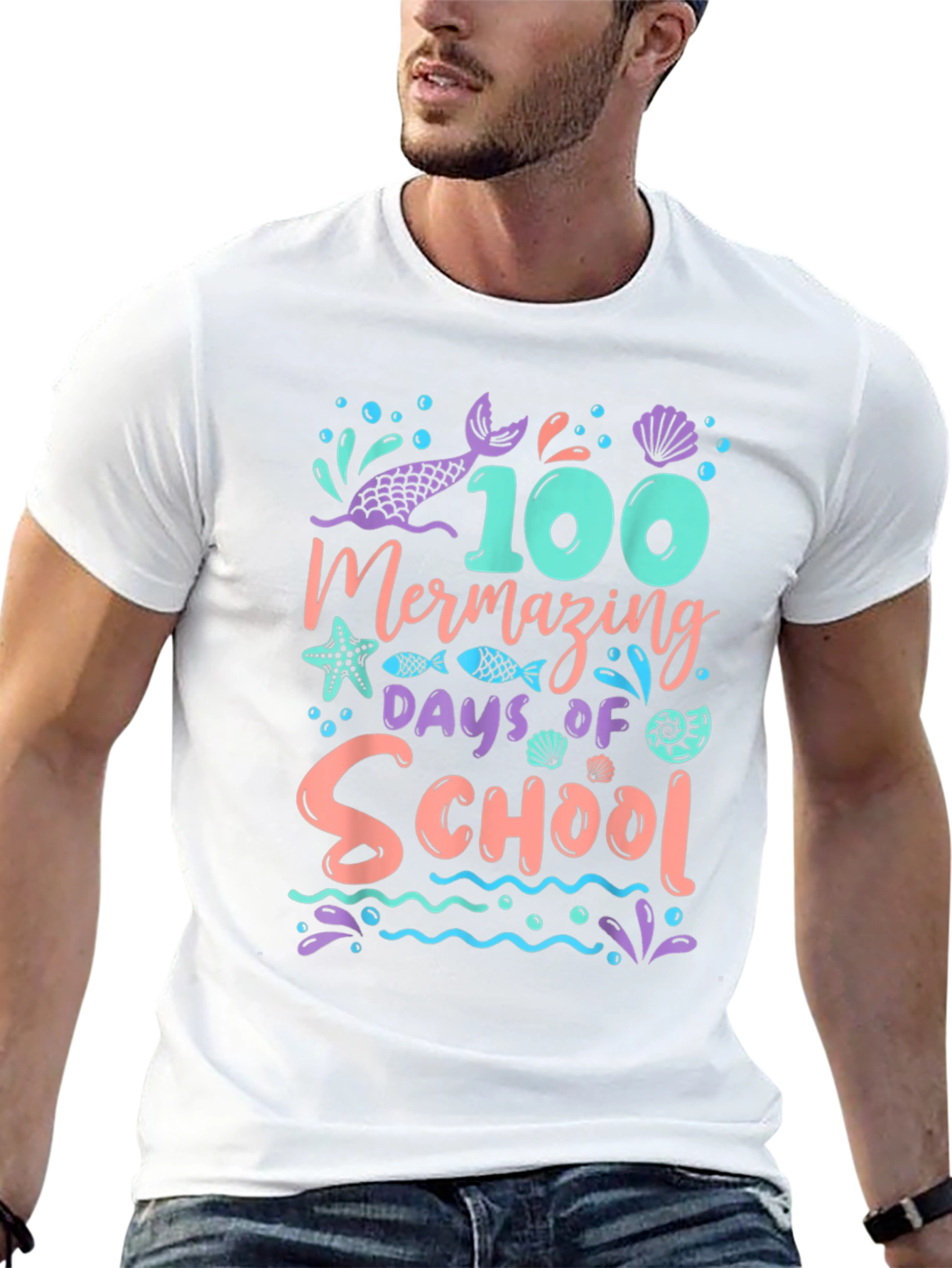 100 Days of School Mermazing Black T-Shirt