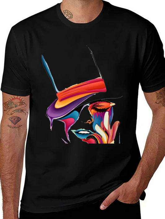 Abstract Art Graphic Tee - Stylish Black T-Shirt