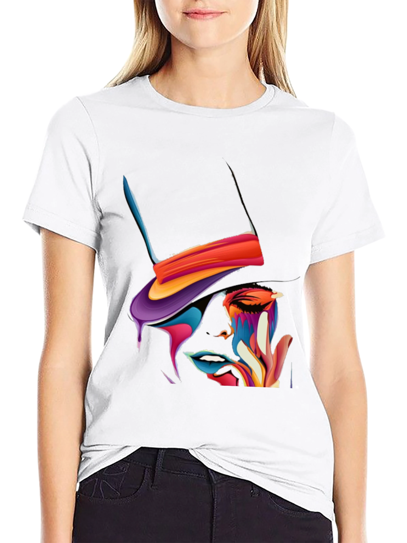 Abstract Art Graphic Tee - Stylish Black T-Shirt
