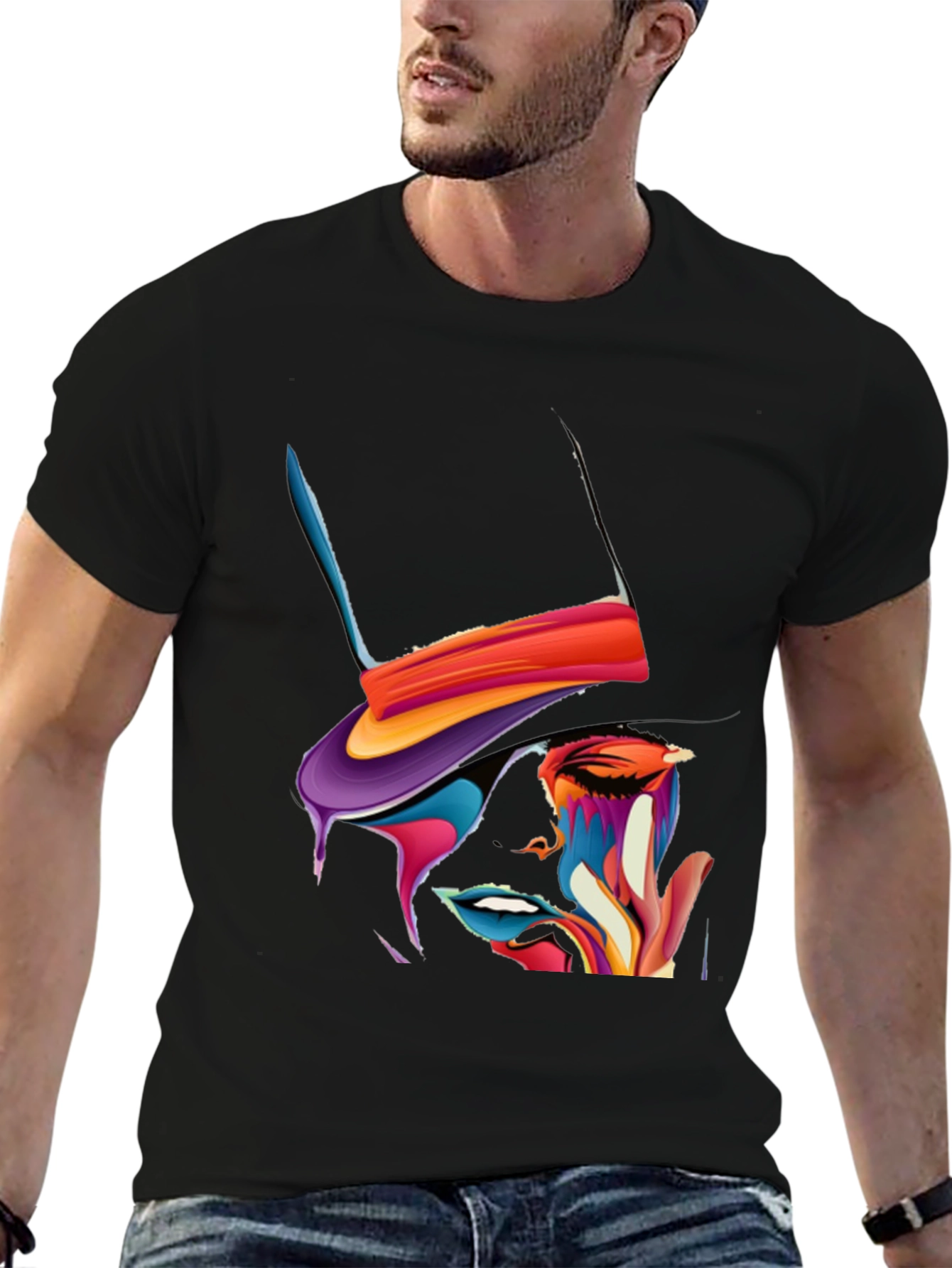 Abstract Art Graphic Tee - Stylish Black T-Shirt