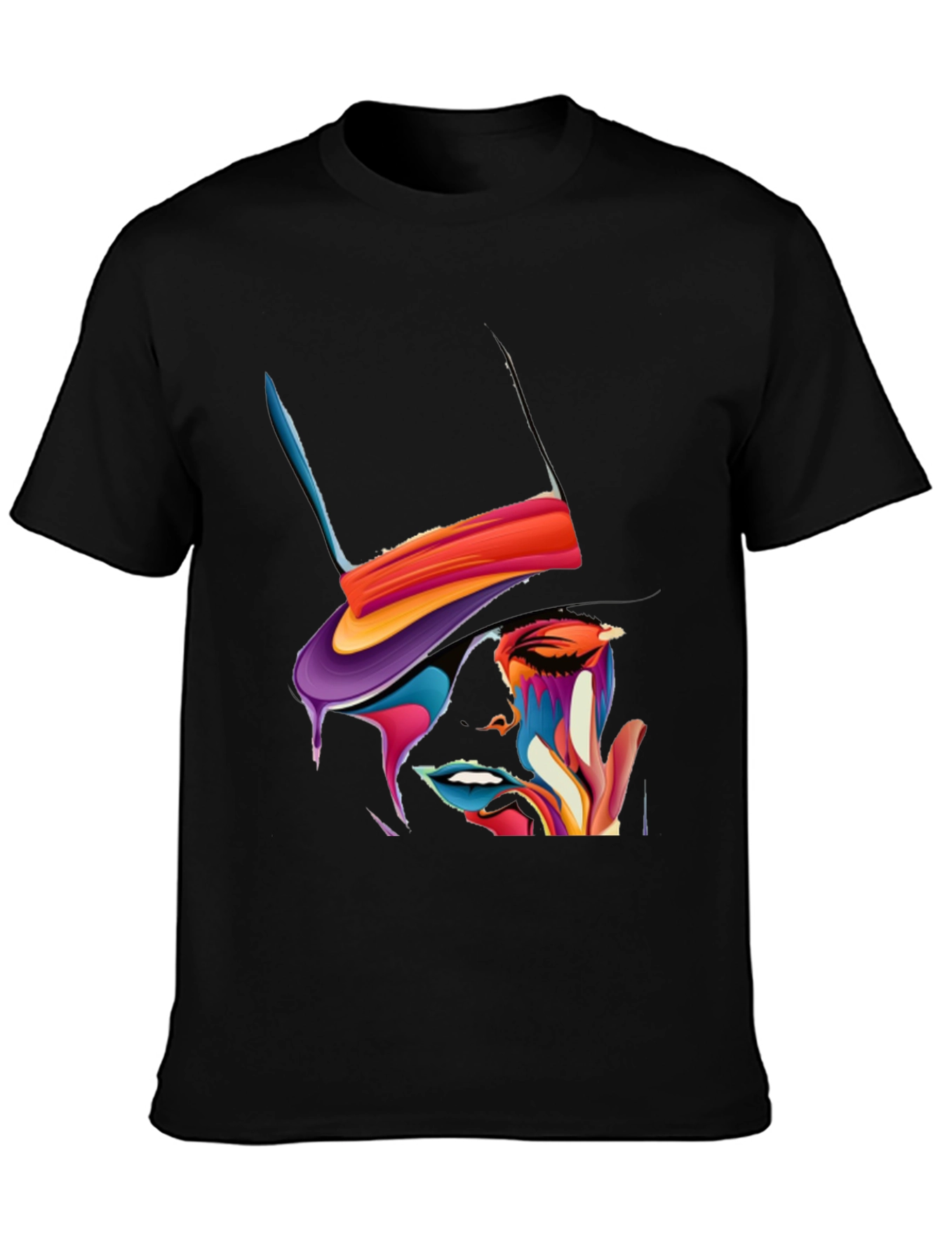 Abstract Art Graphic Tee - Stylish Black T-Shirt