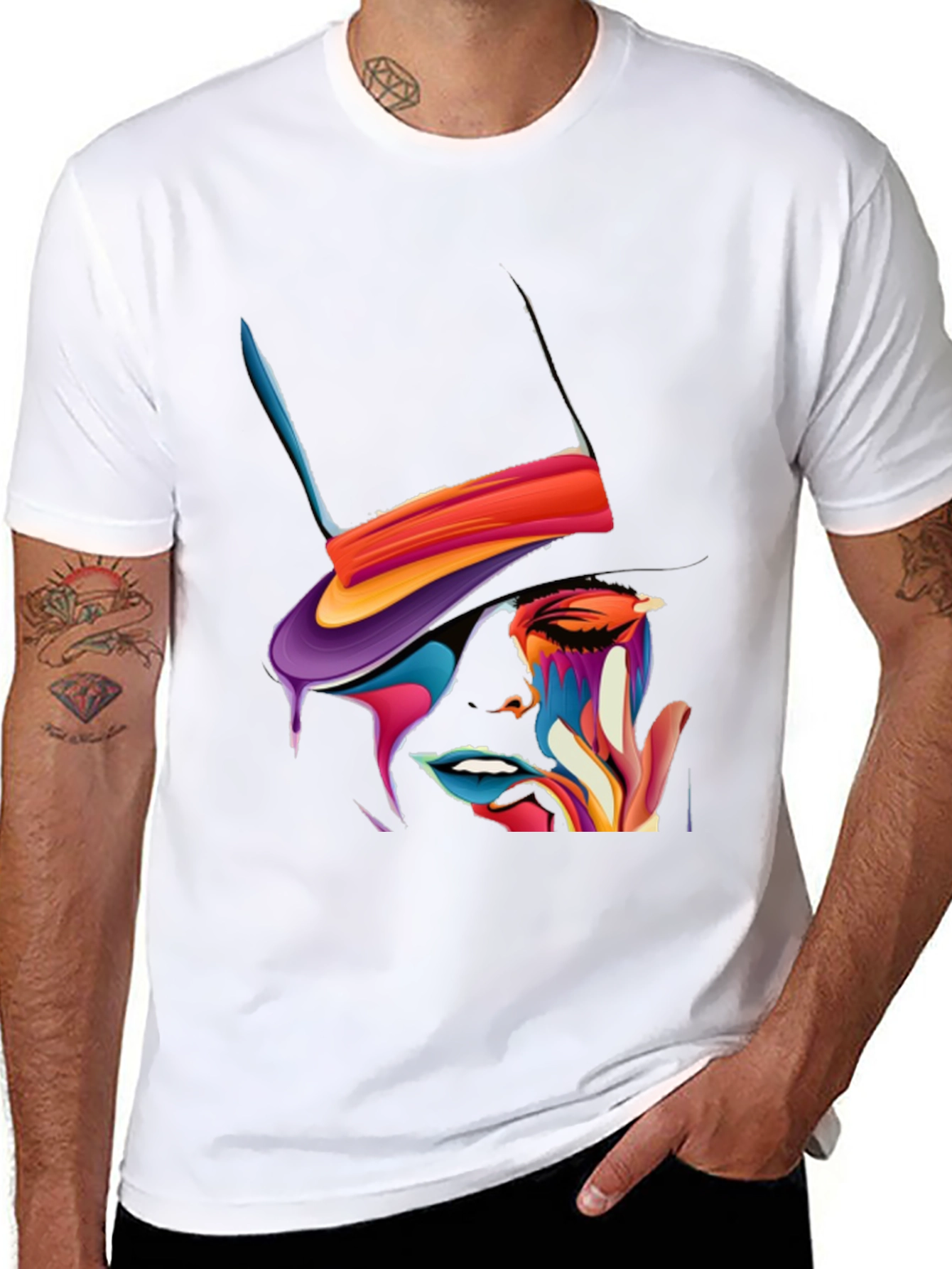 Abstract Art Graphic Tee - Stylish Black T-Shirt