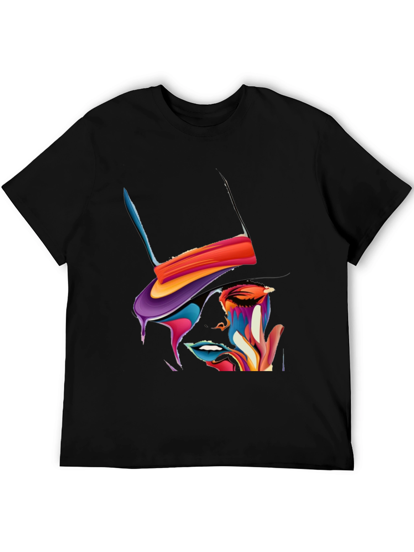 Abstract Art Graphic Tee - Stylish Black T-Shirt