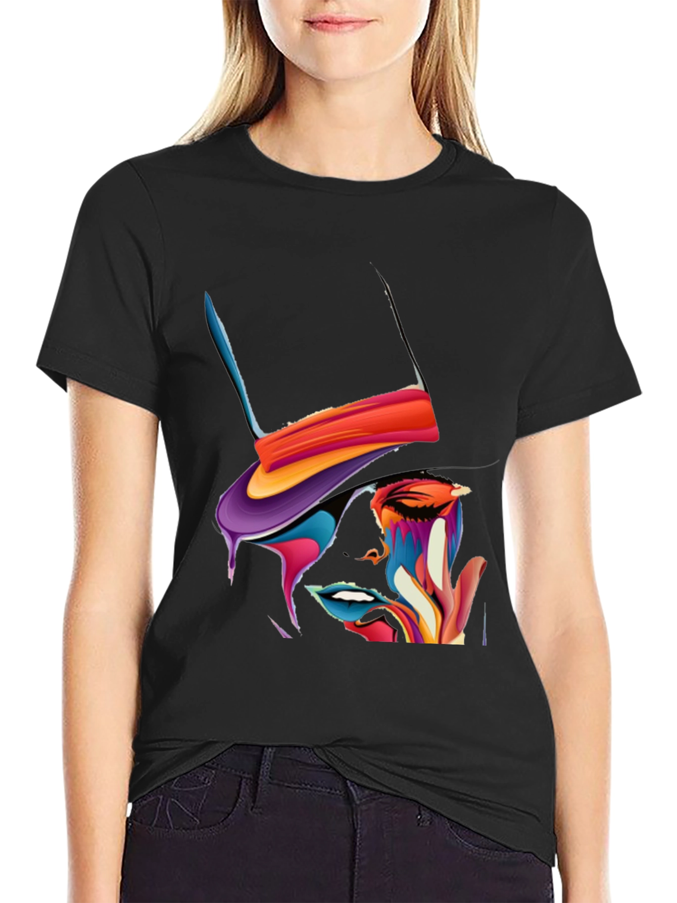Abstract Art Graphic Tee - Stylish Black T-Shirt