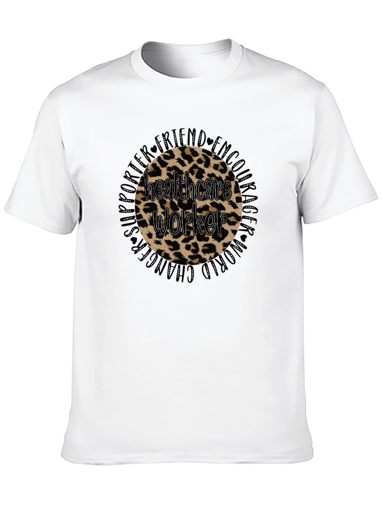 Healthcare Worker Leopard Print Graphic Tee