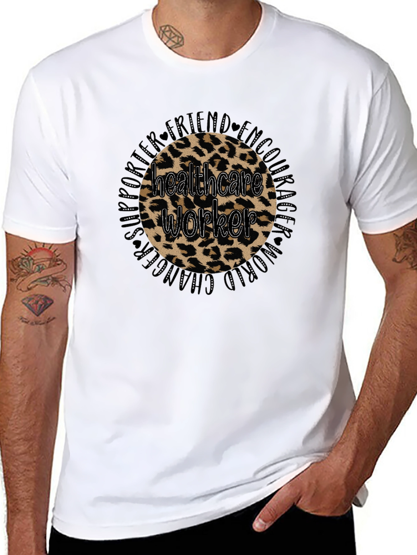 Healthcare Worker Leopard Print Graphic Tee