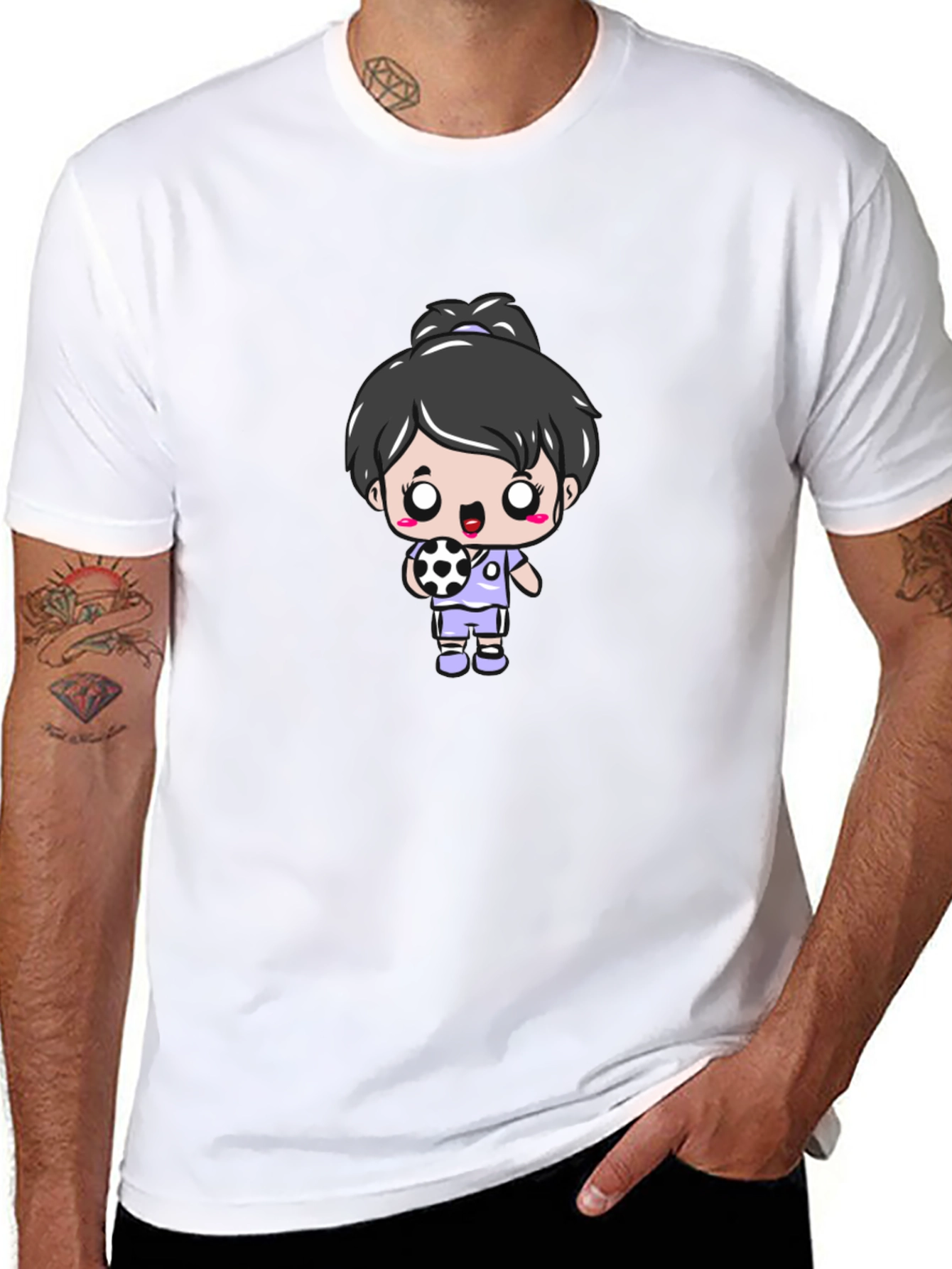 Cartoon Soccer Girl Graphic T-Shirt