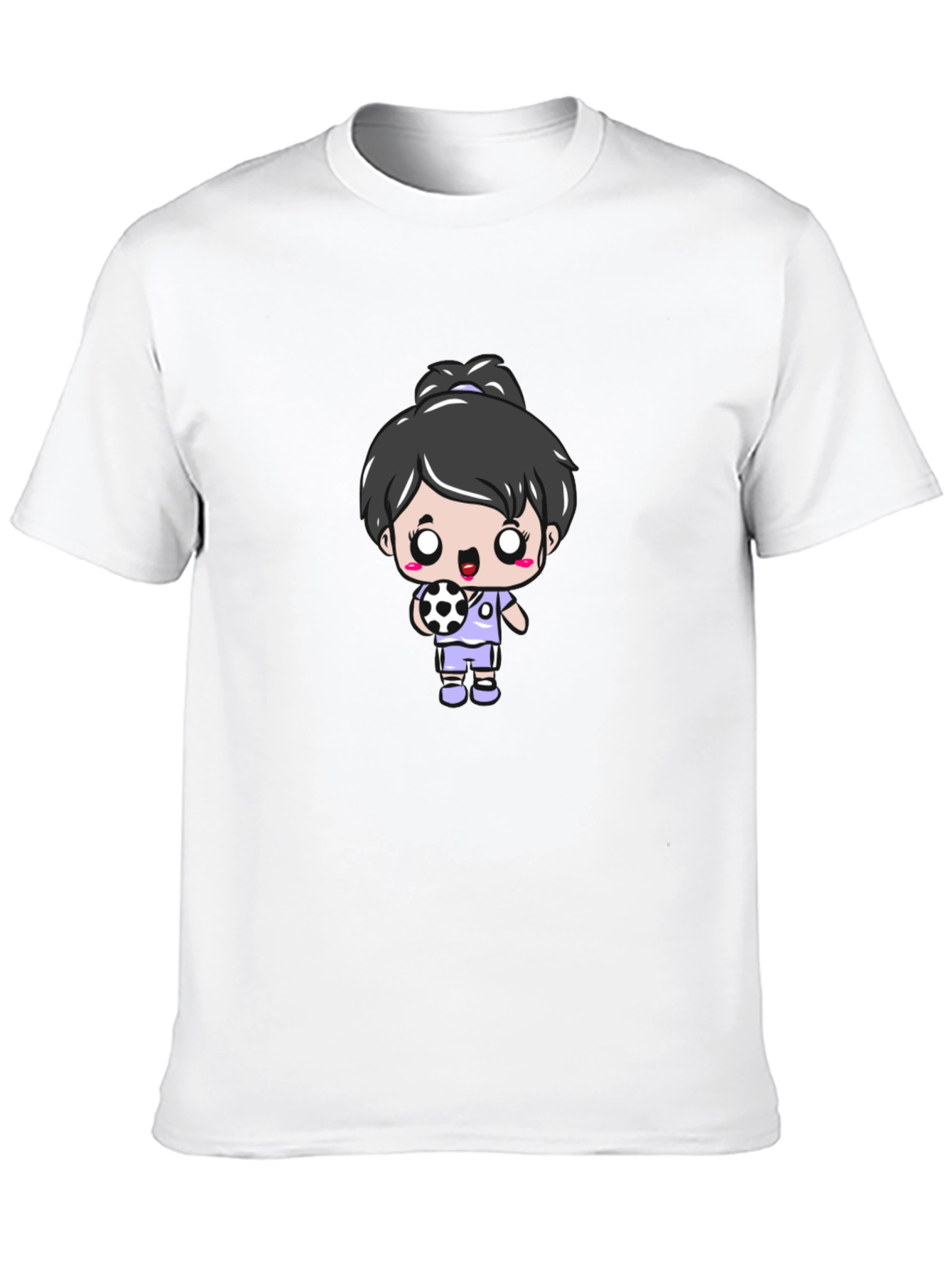 Cartoon Soccer Girl Graphic T-Shirt