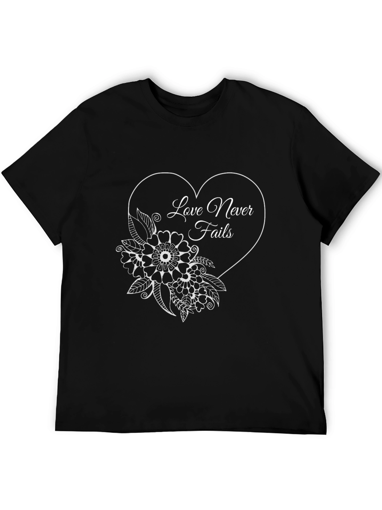 Love Never Fails Floral Heart T-Shirt