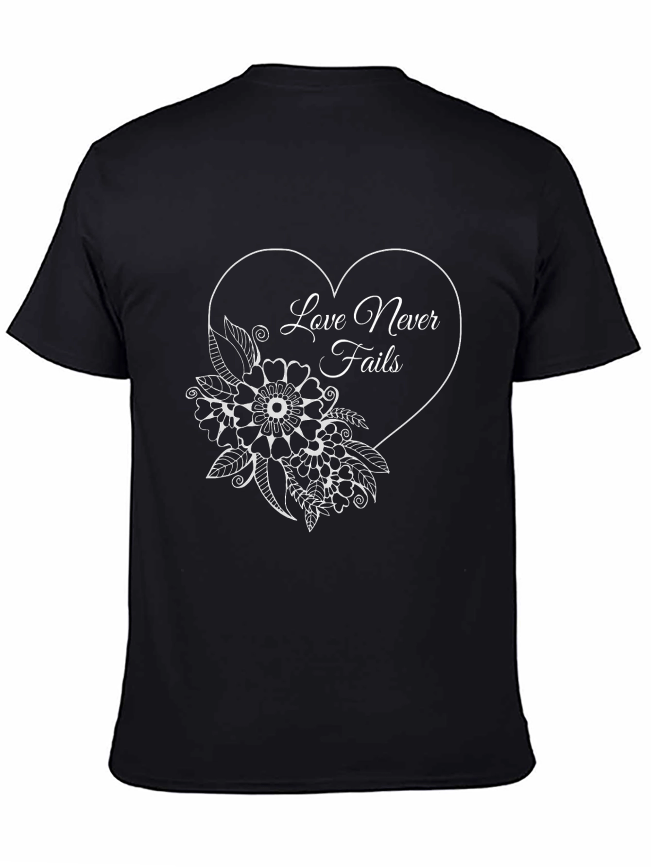 Love Never Fails Floral Heart T-Shirt