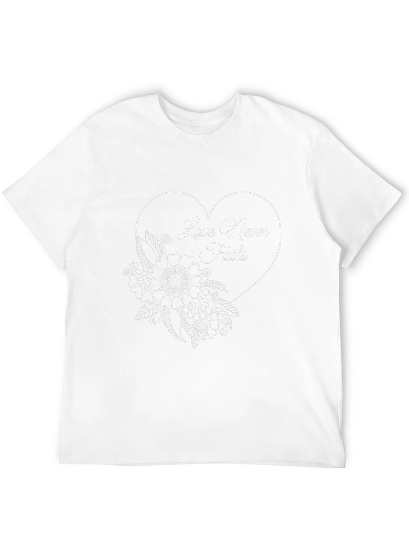 Love Never Fails Floral Heart T-Shirt