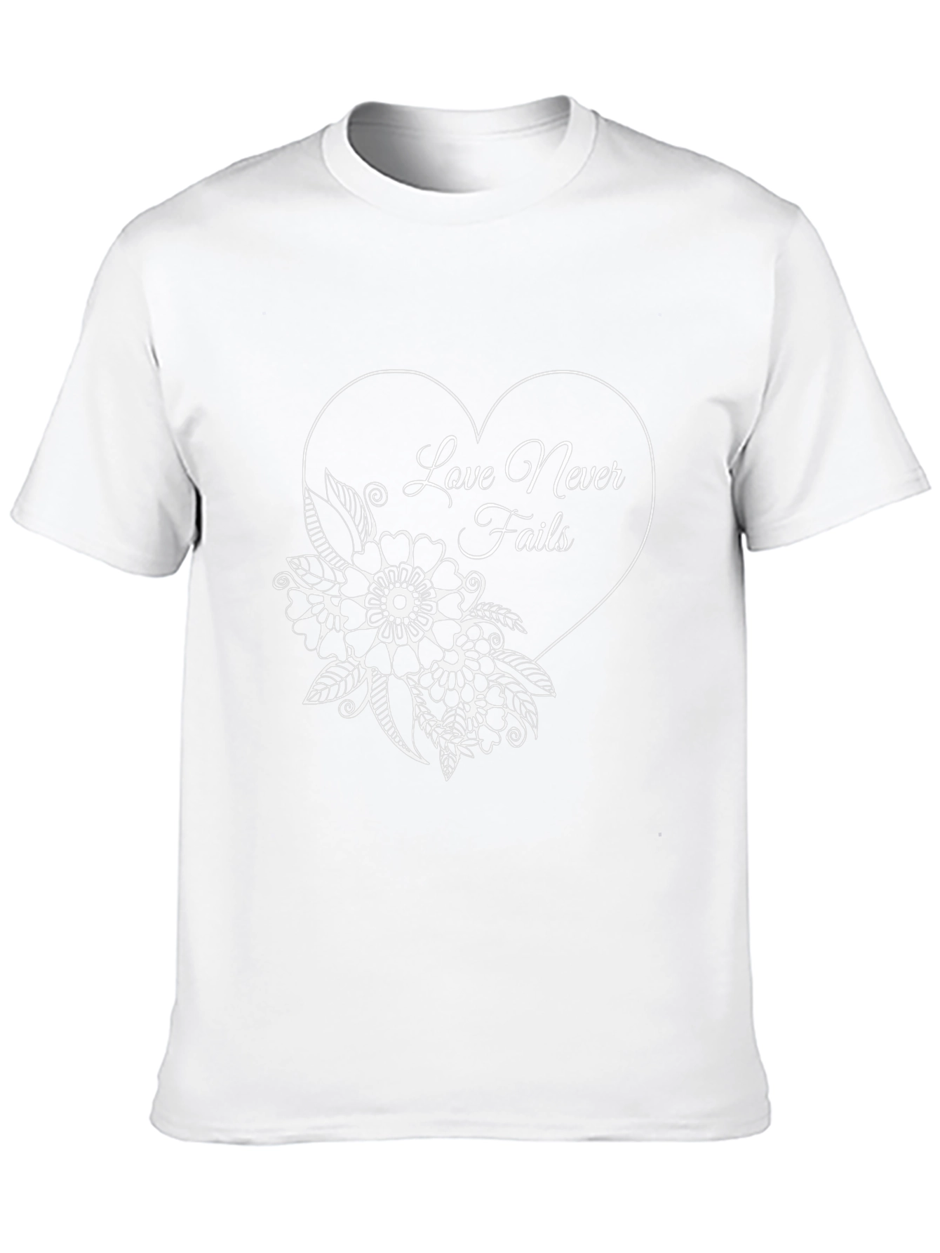 Love Never Fails Floral Heart T-Shirt