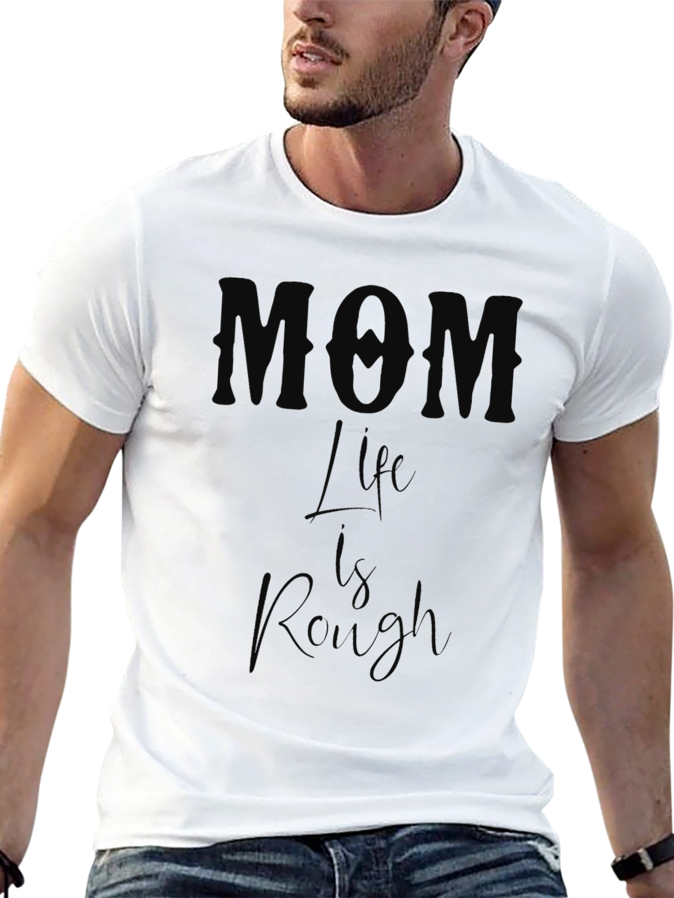 Mom Life Is Rough Graphic Tee - Black