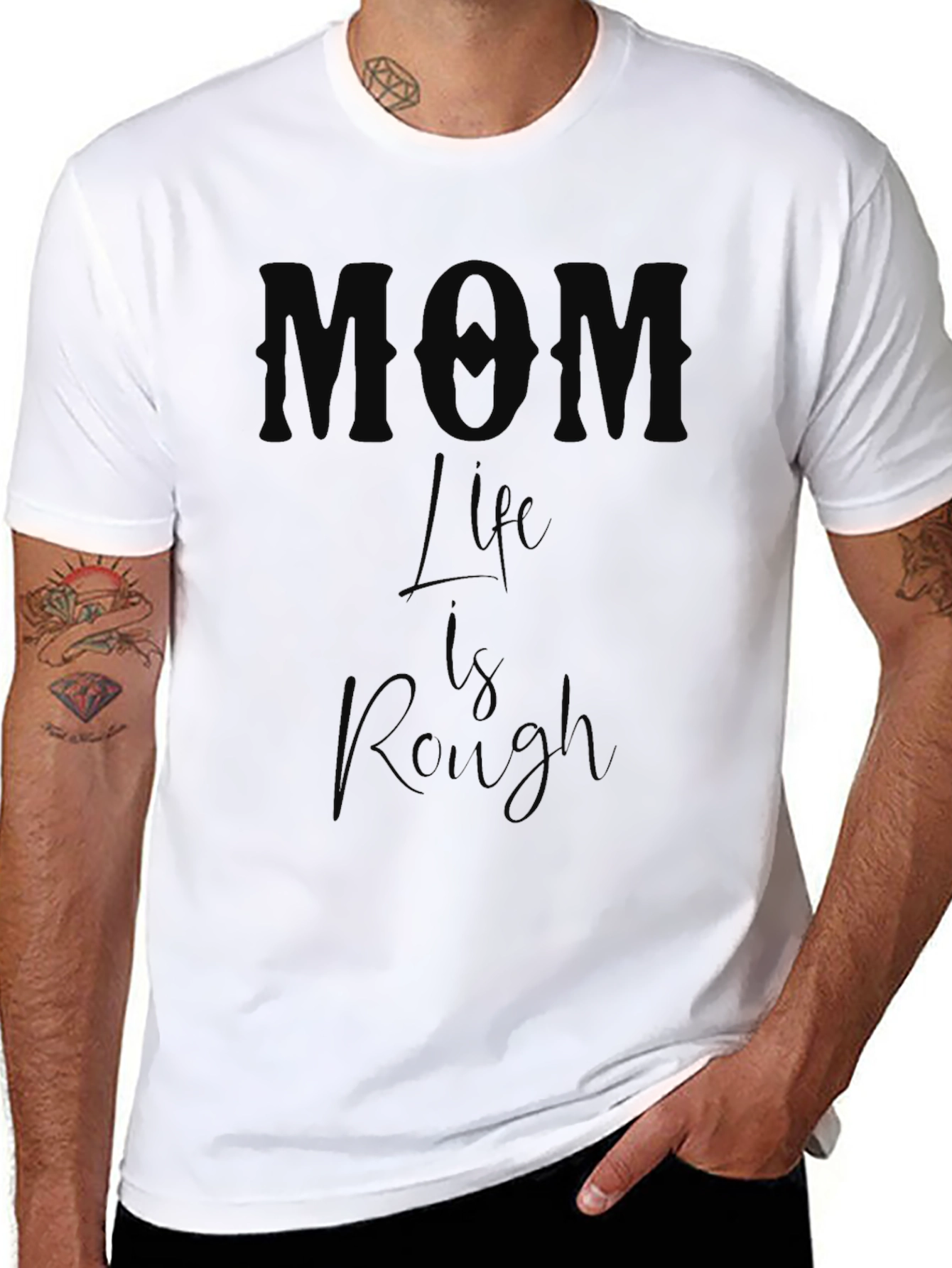Mom Life Is Rough Graphic Tee - Black