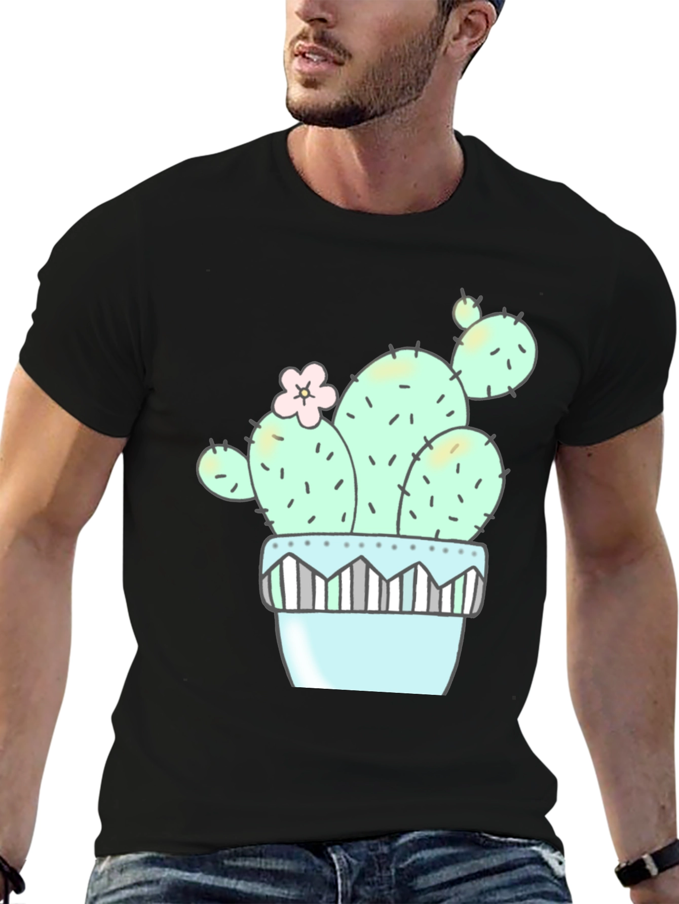 Cute Cactus Graphic Tee - Unisex Black T-Shirt