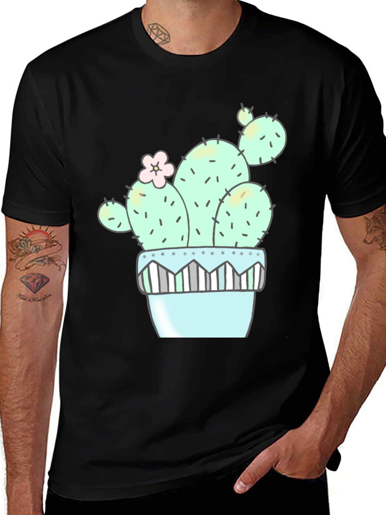 Cute Cactus Graphic Tee - Unisex Black T-Shirt