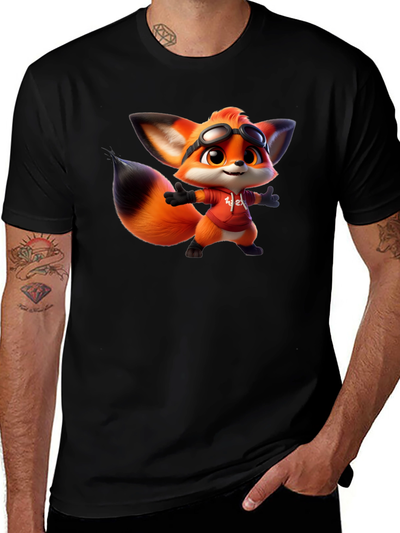 Cartoon Fox Graphic Tee - Soft Cotton Blend