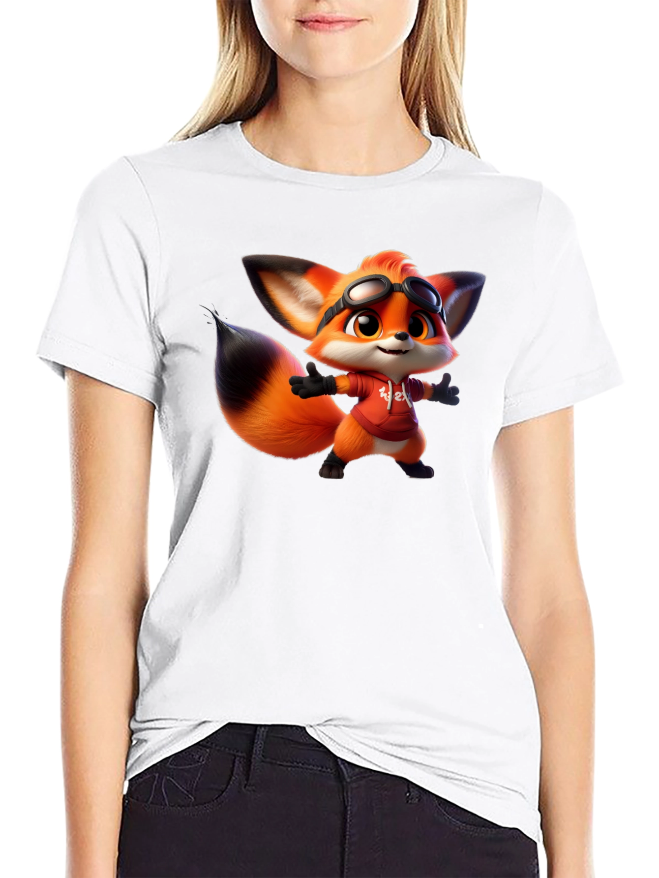 Cartoon Fox Graphic Tee - Soft Cotton Blend