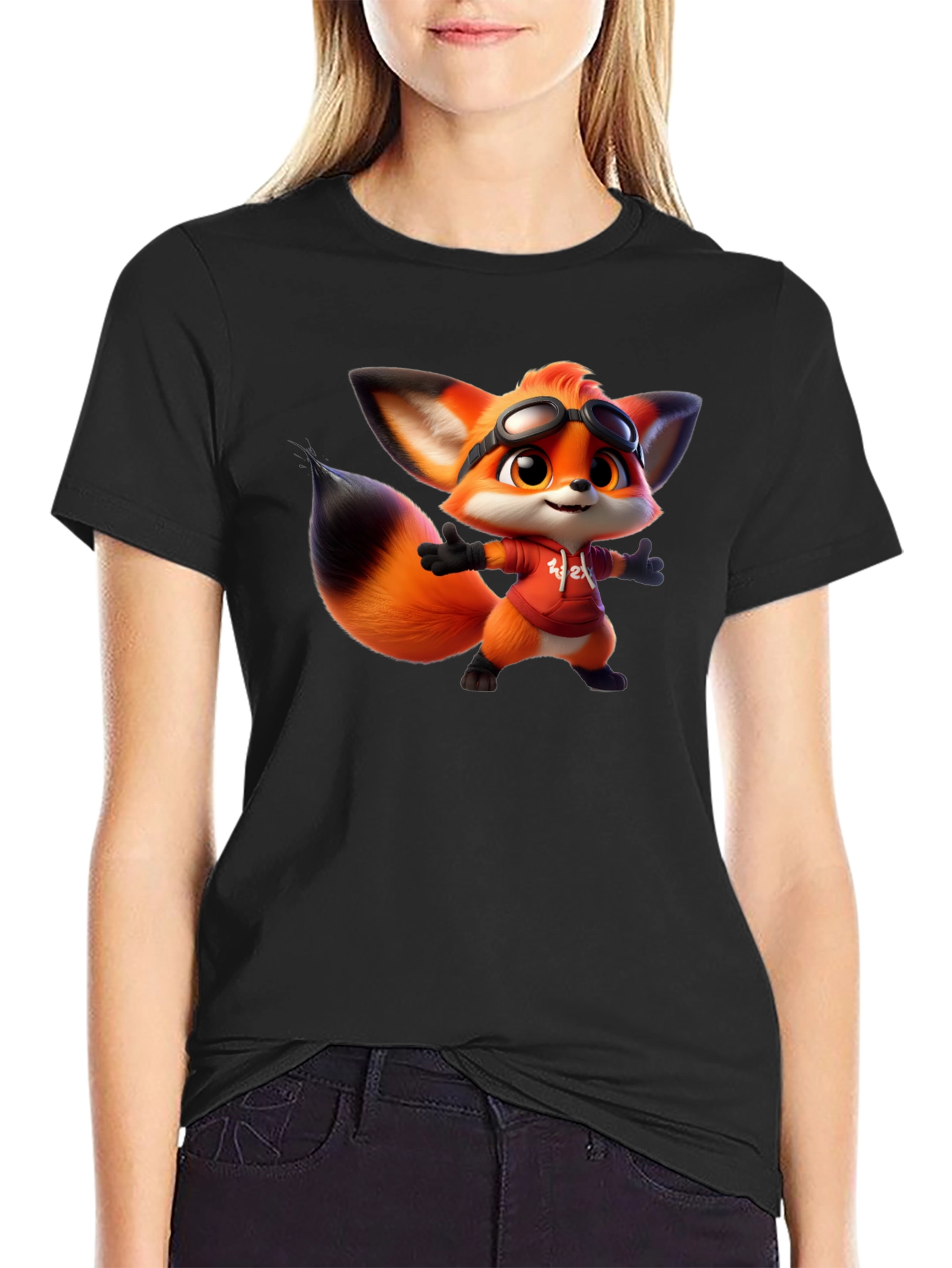 Cartoon Fox Graphic Tee - Soft Cotton Blend