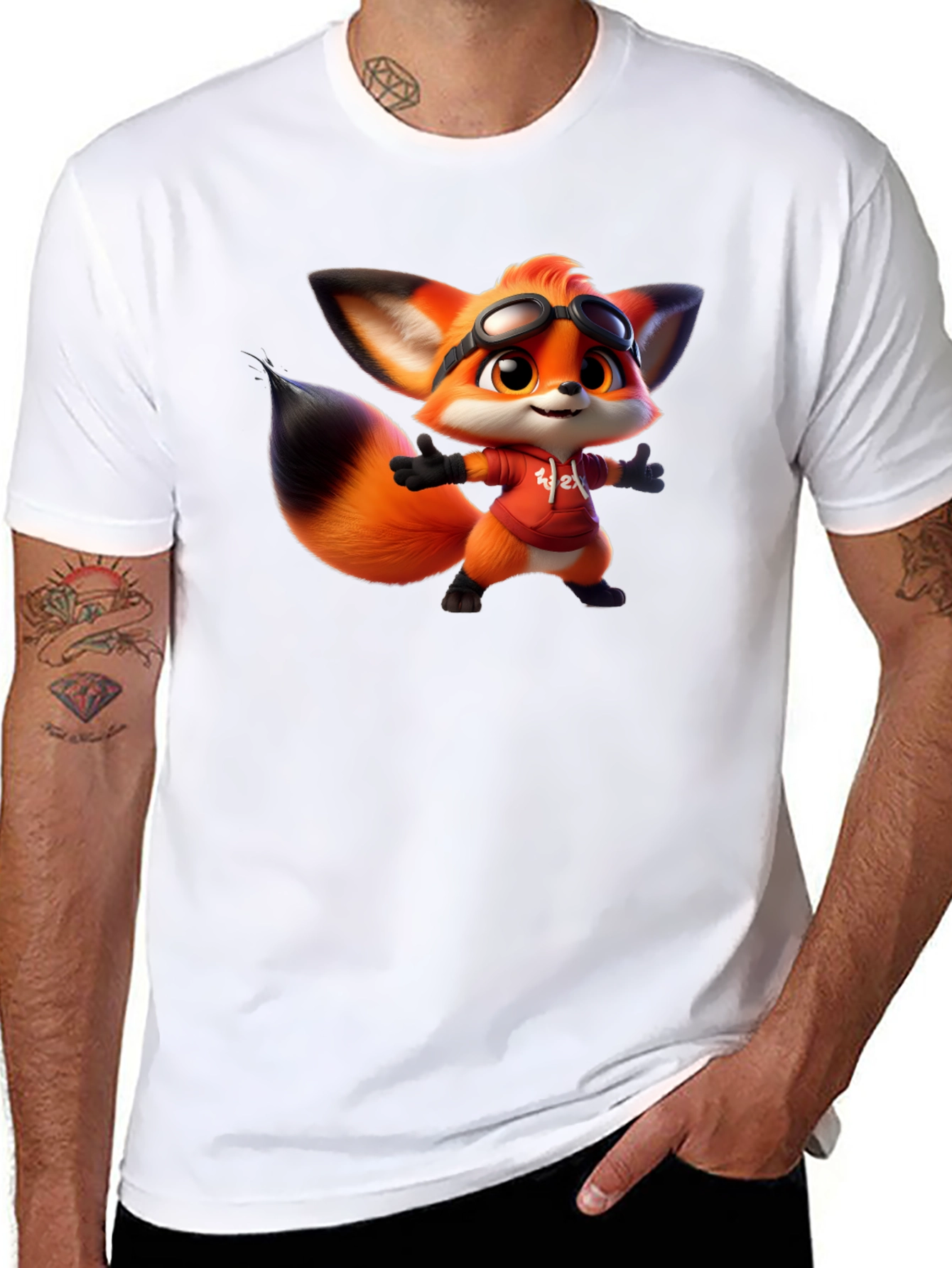 Cartoon Fox Graphic Tee - Soft Cotton Blend