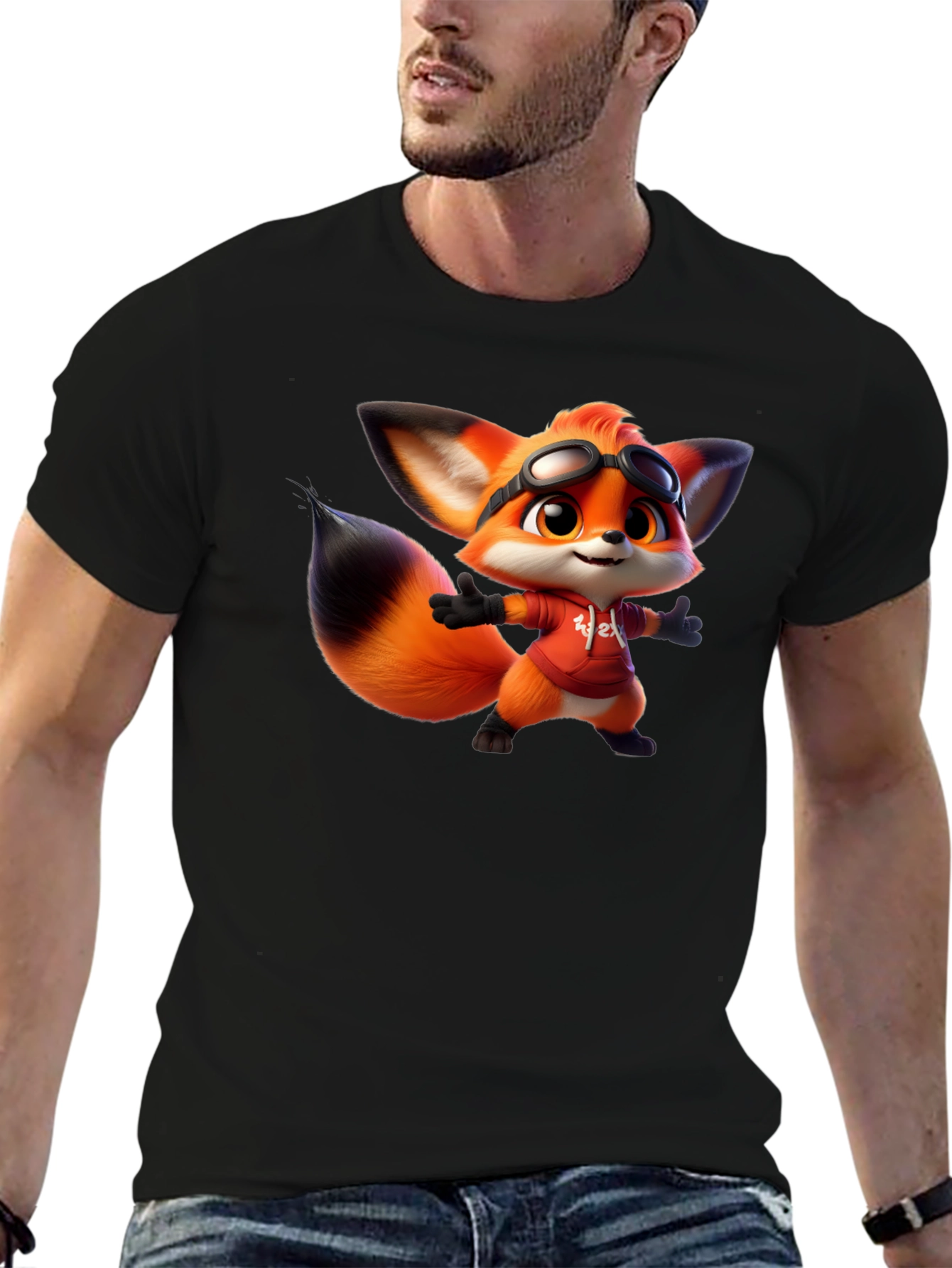 Cartoon Fox Graphic Tee - Soft Cotton Blend