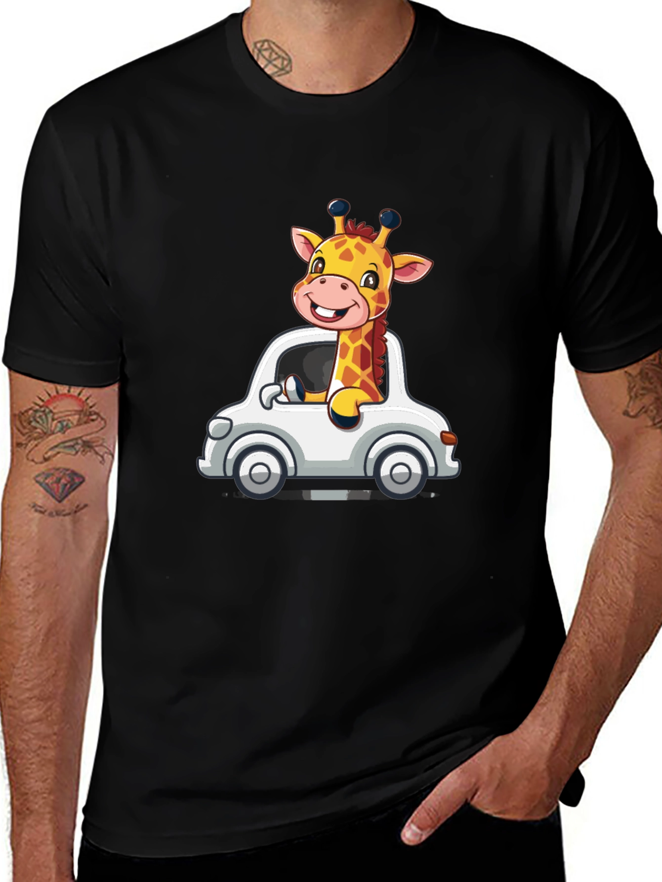 Giraffe Car Graphic T-Shirt