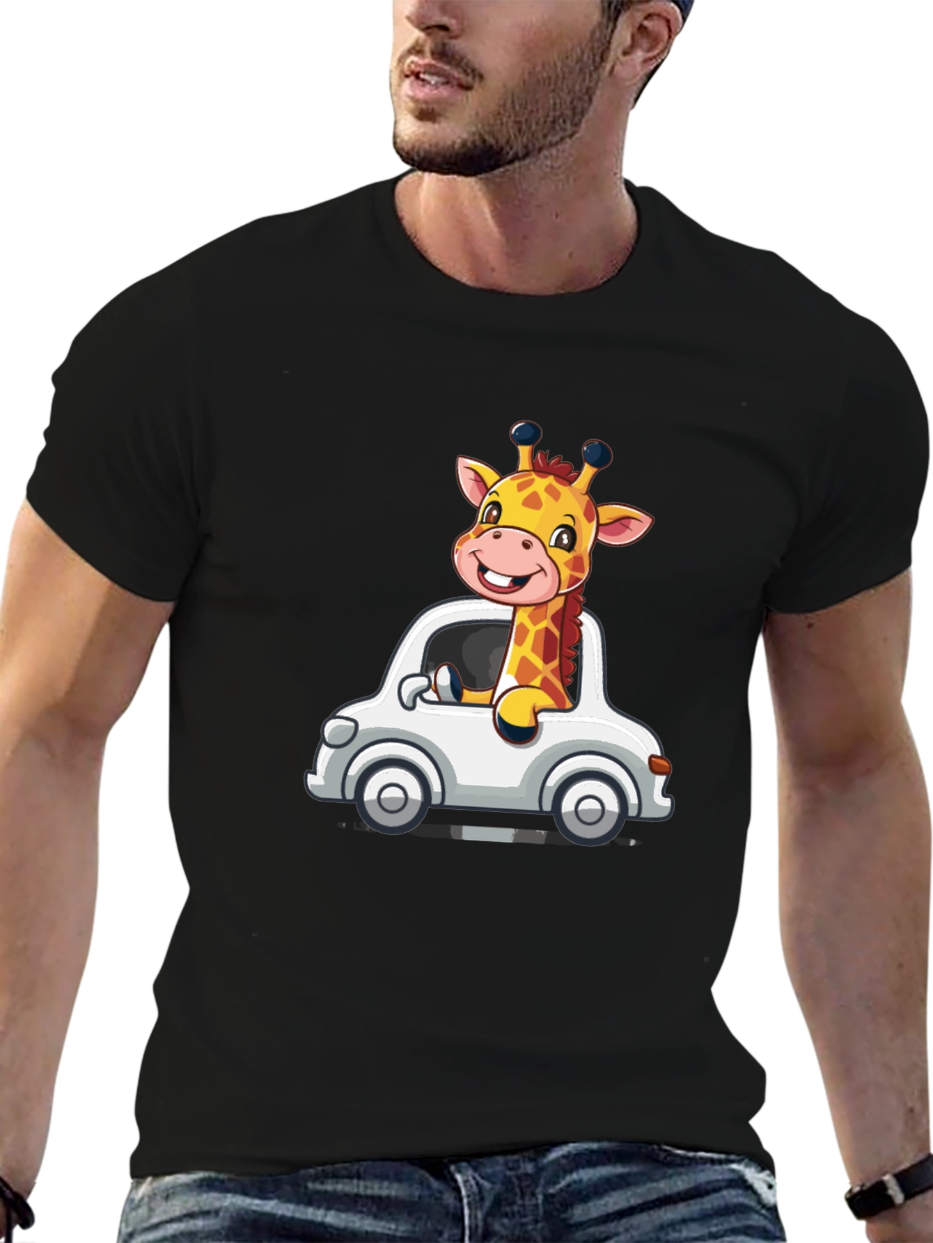 Giraffe Car Graphic T-Shirt