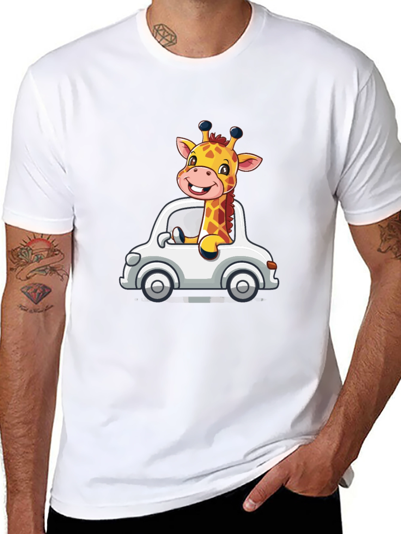 Giraffe Car Graphic T-Shirt