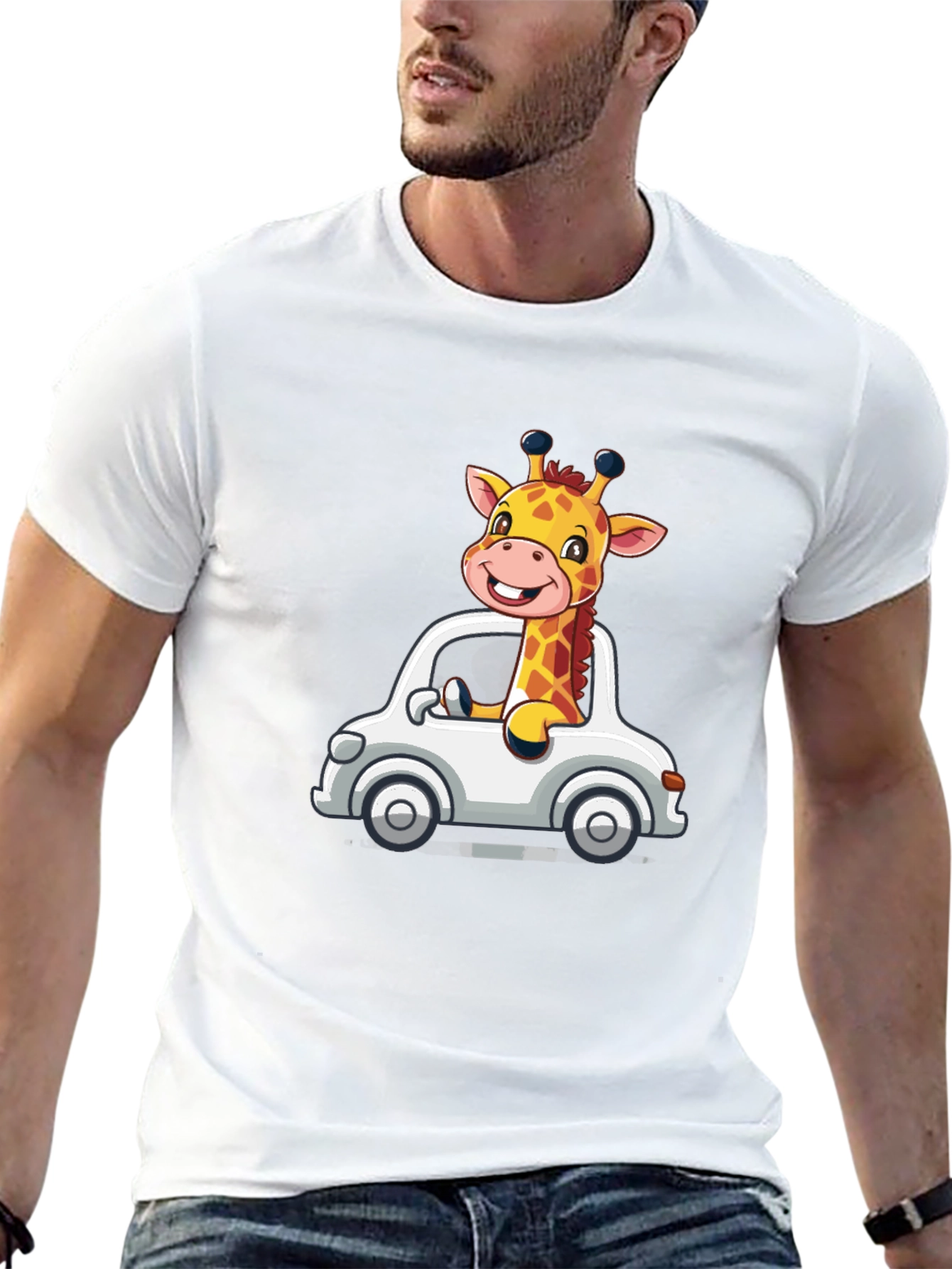 Giraffe Car Graphic T-Shirt
