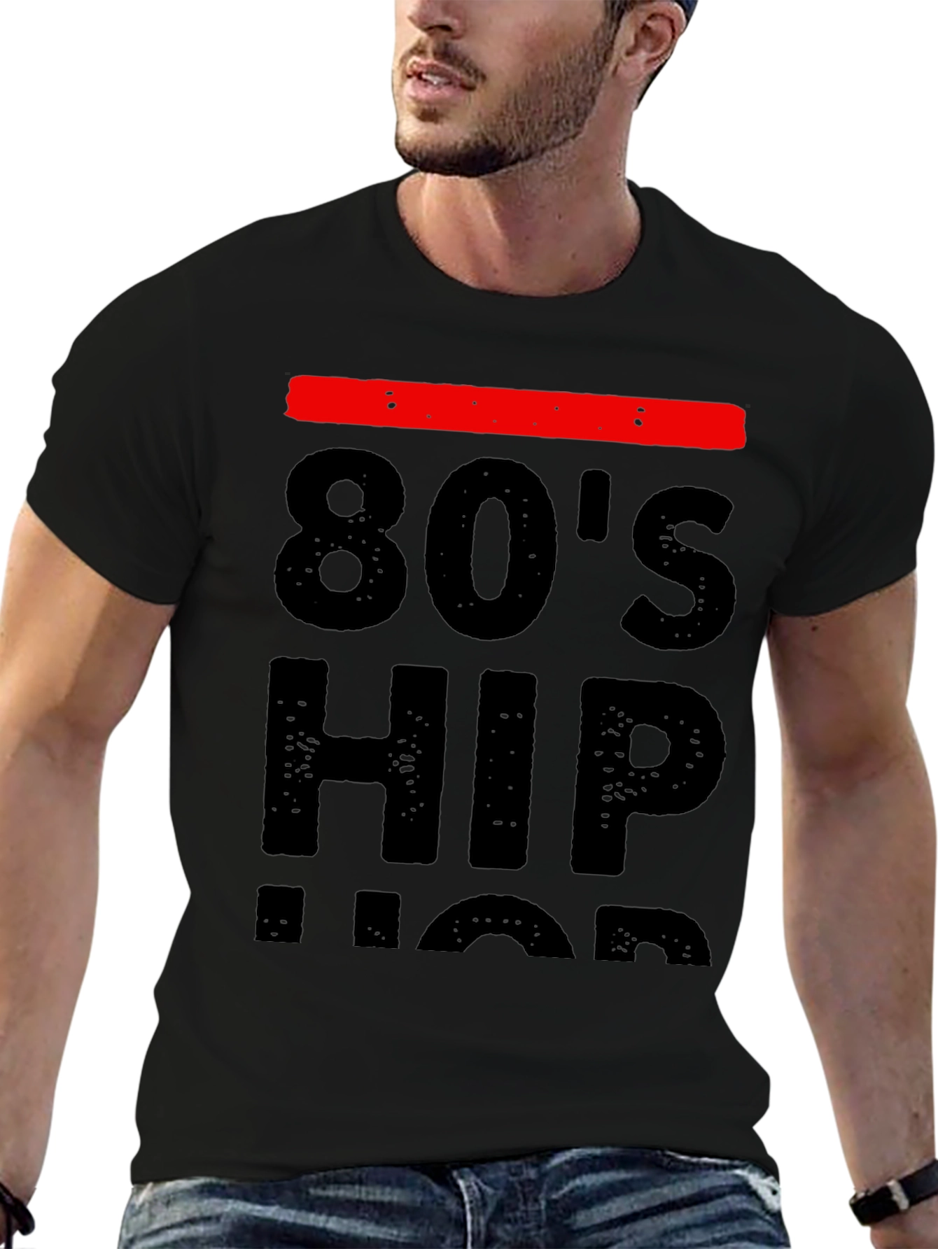 80s Hip Hop Graphic Tee - Black