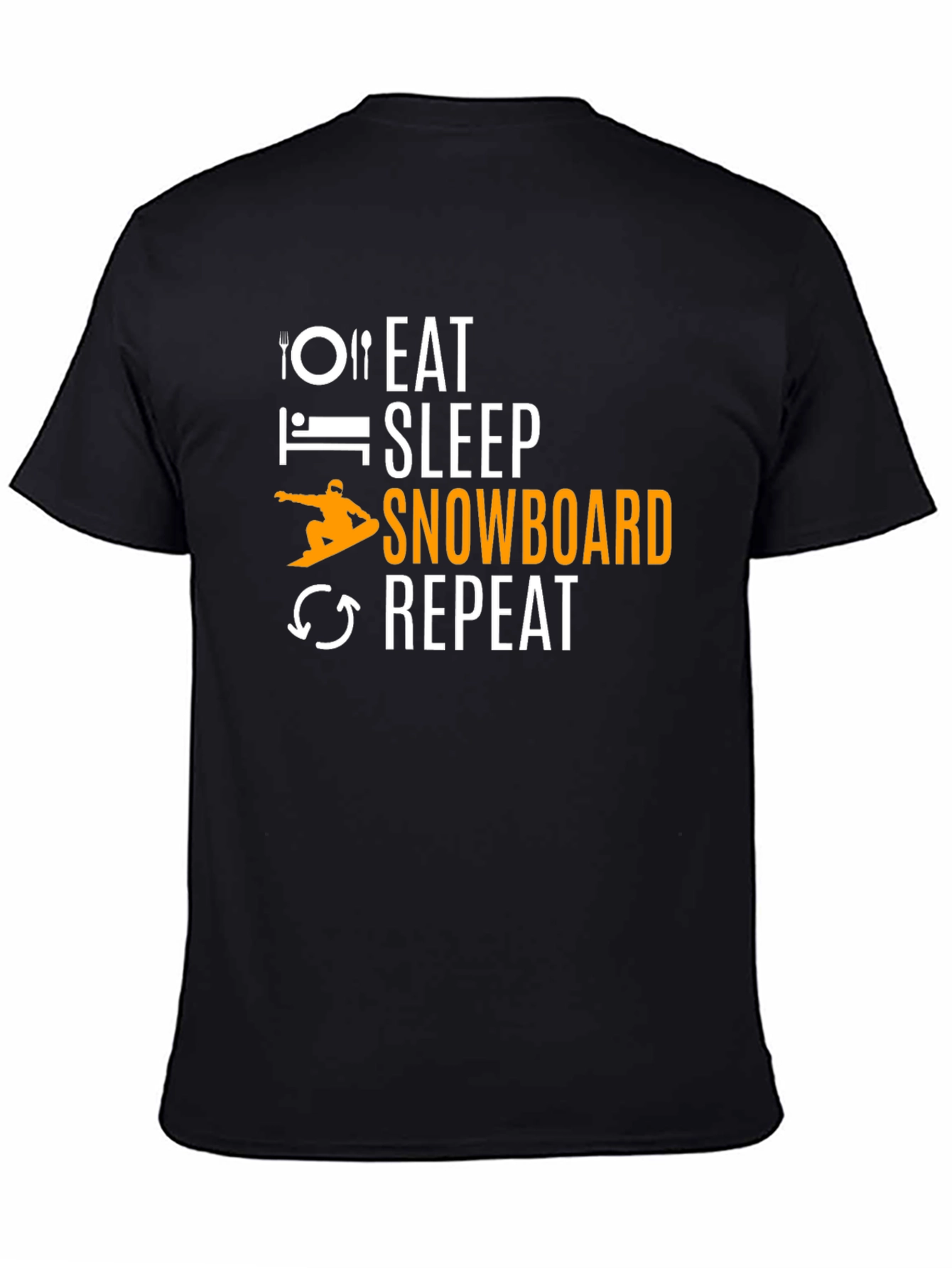 Eat Sleep Snowboard Repeat Graphic Tee - Black